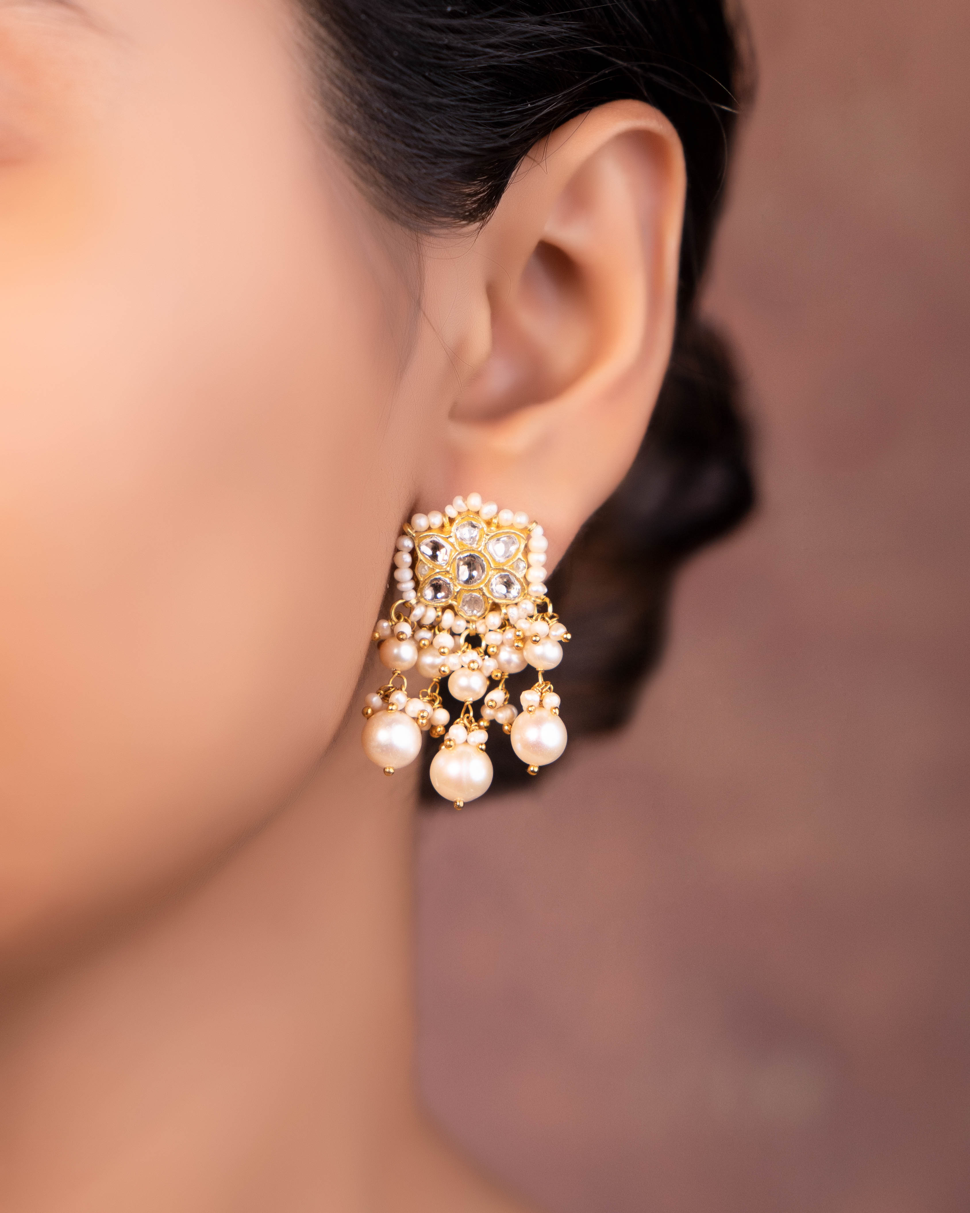 Bhavika Long Necklace And Nasya Tops Polki Set