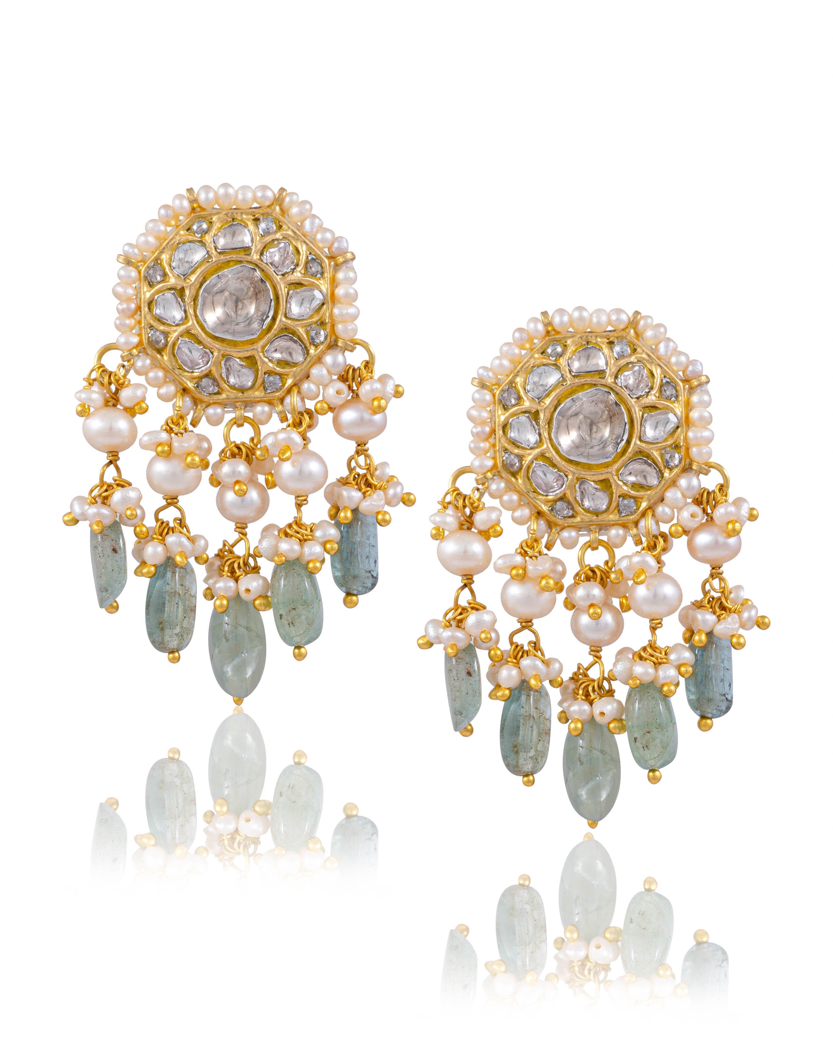 Vishruti Long Necklace And Krunali Tops Polki Set