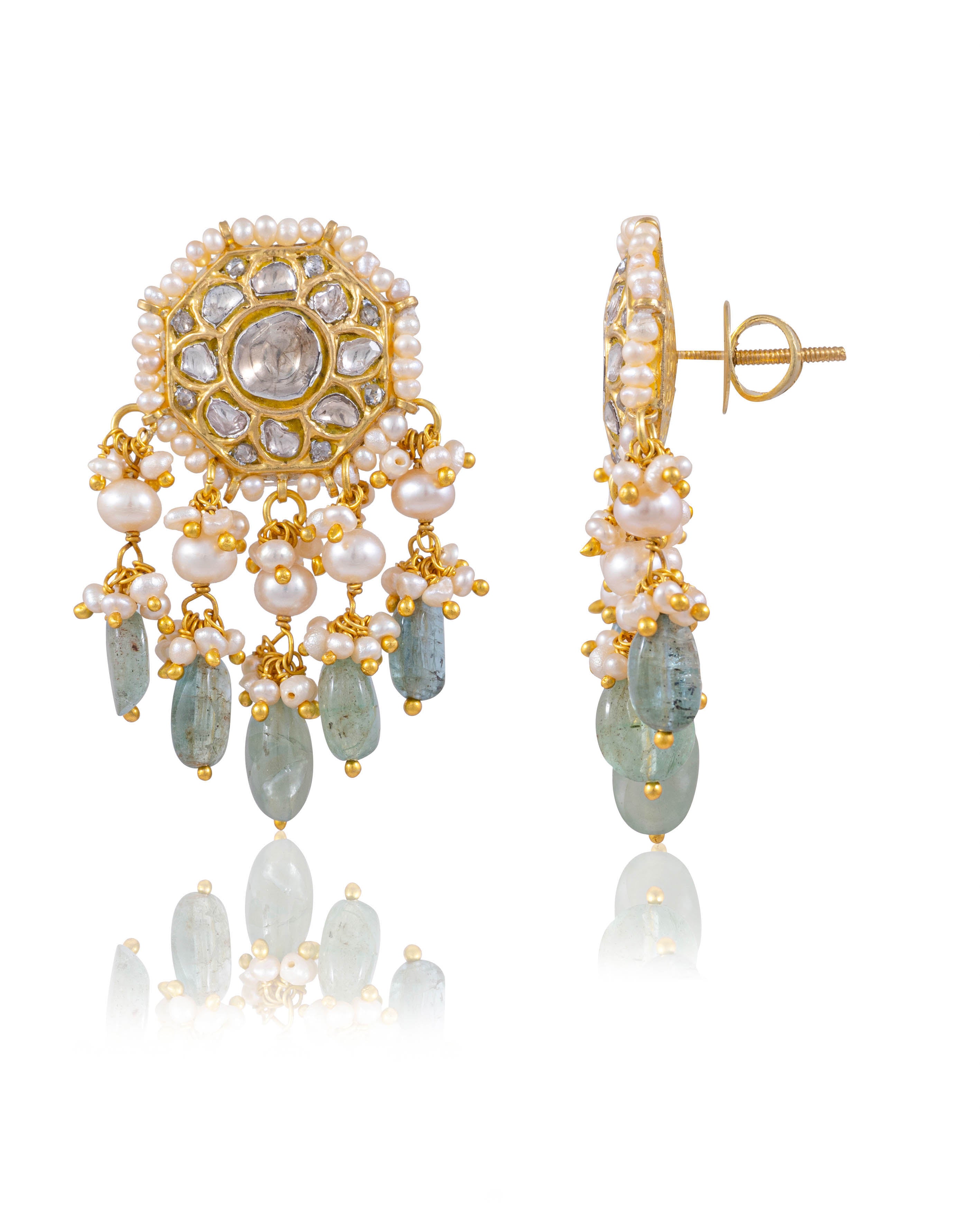 Vishruti Long Necklace And Krunali Tops Polki Set