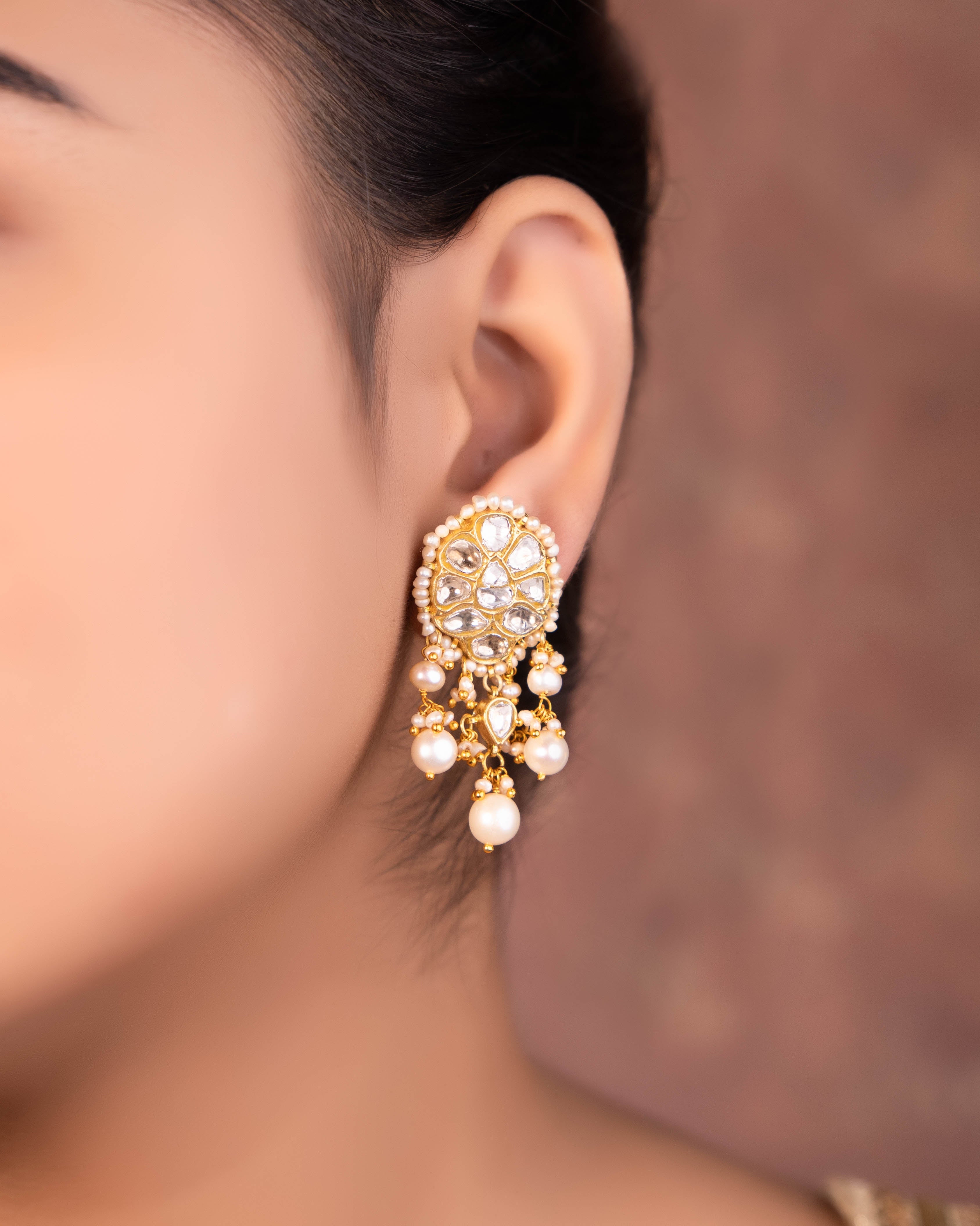 Sambhavi Long Necklace And Shreya Tops Polki Set