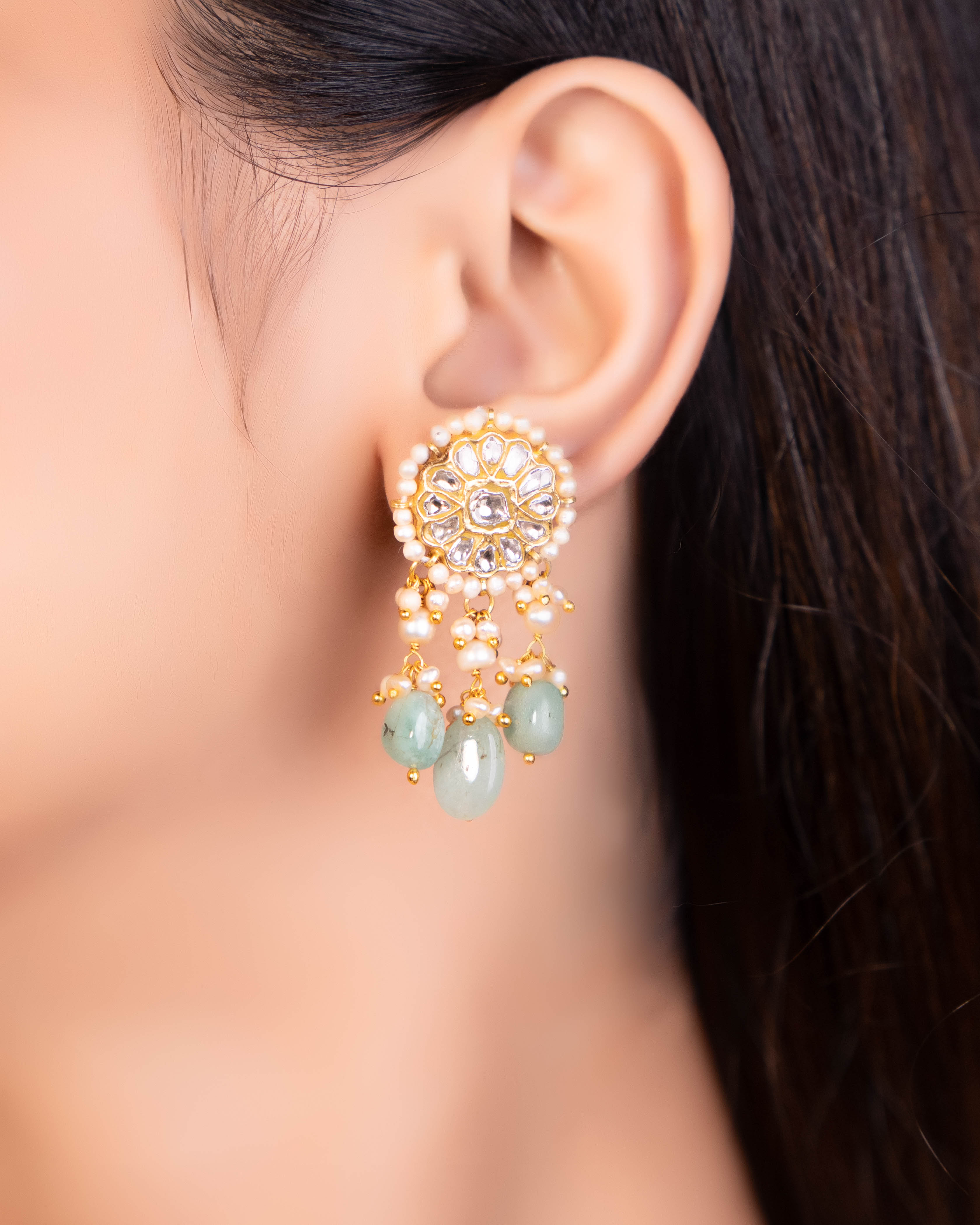 Weronika Long Necklace And Muskan Tops Polki Set