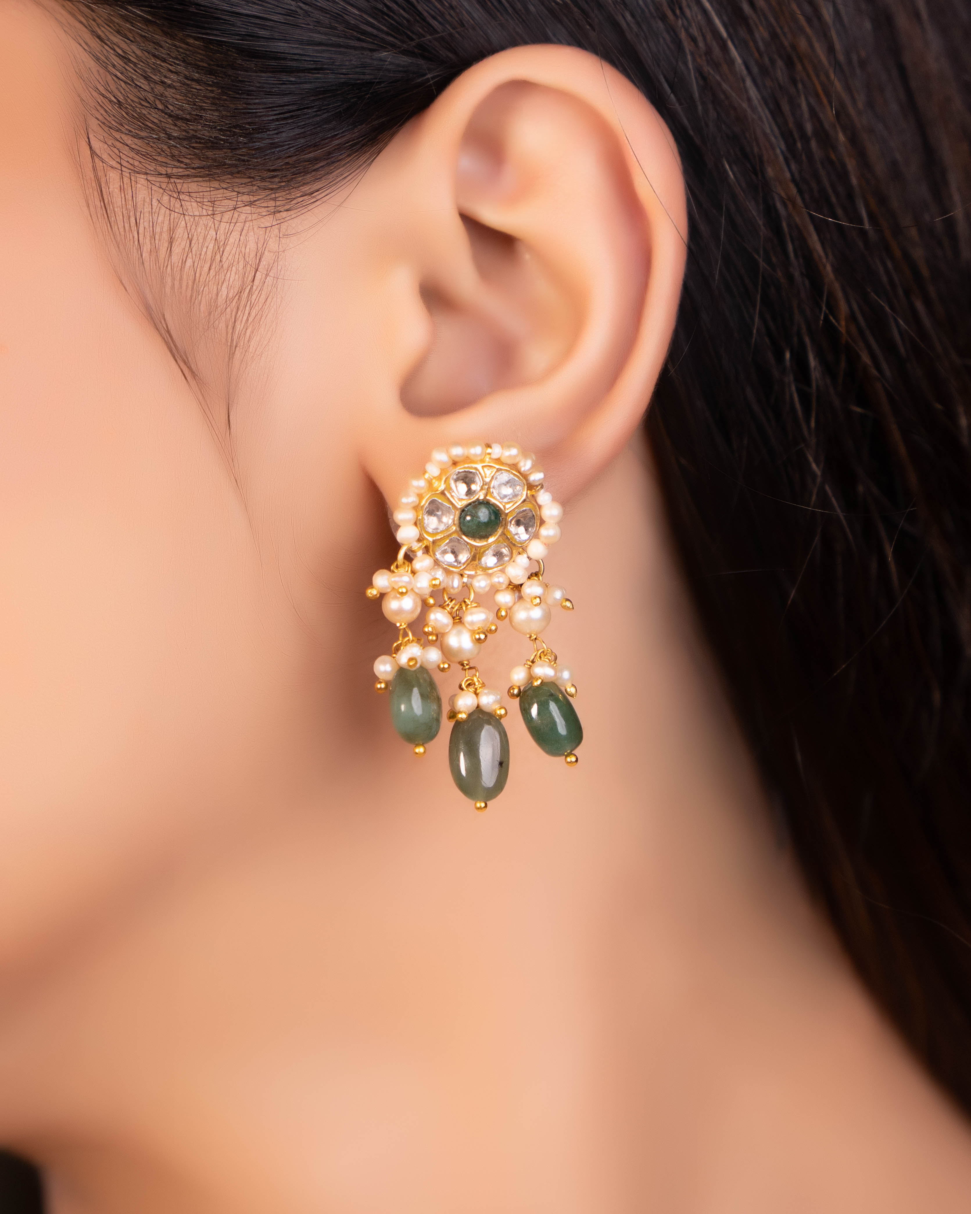 Rakhi Necklace And Nimita Tops Polki Set