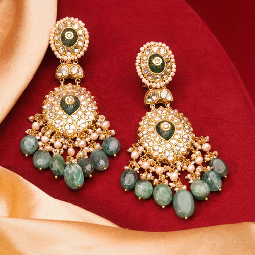 Meenaz Polki Long Earrings