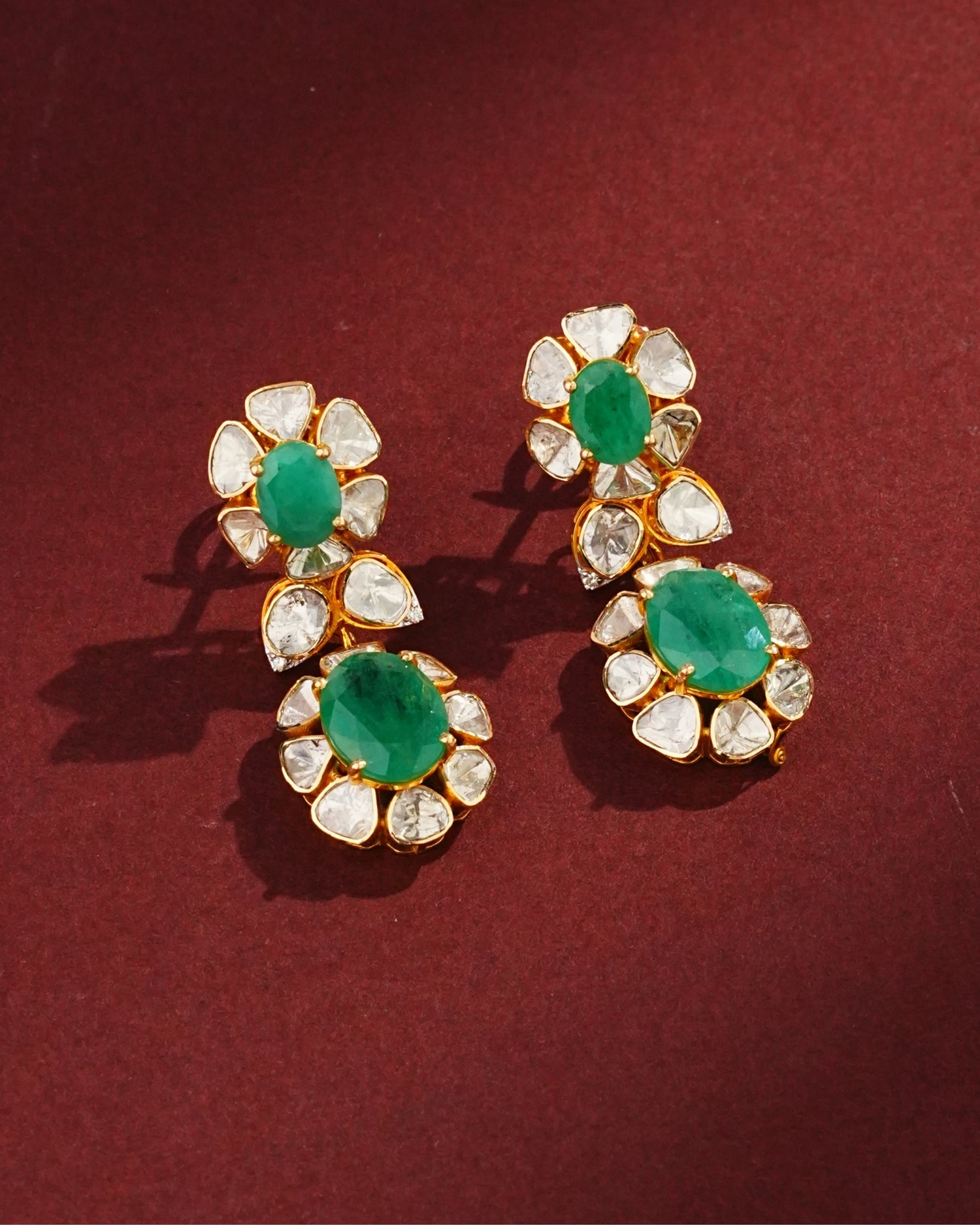 Anaya Polki And Diamond Long Earrings