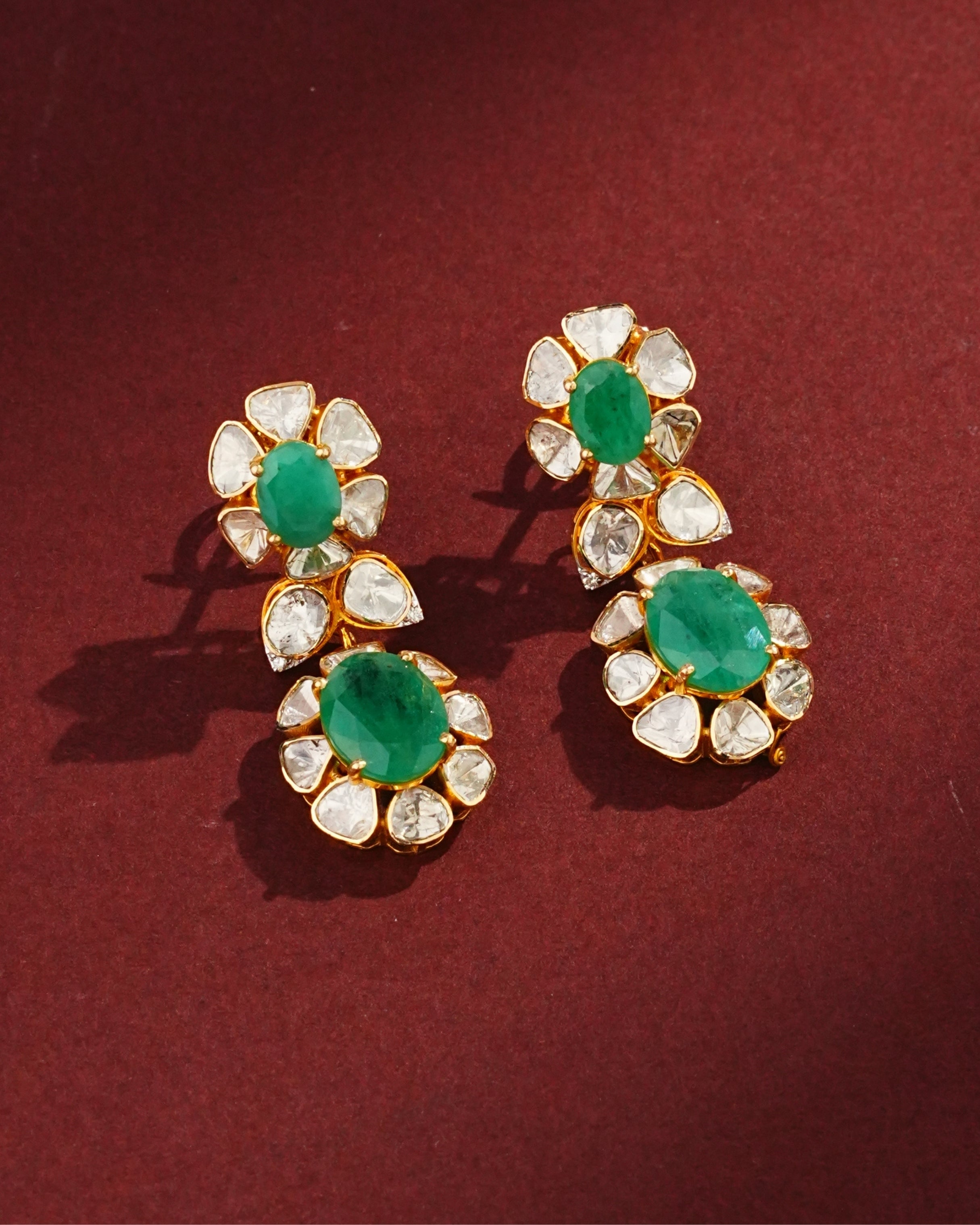 Anaya Polki And Diamond Long Earrings