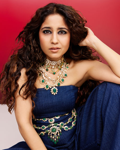 Seren Polki And Diamond Long Necklace