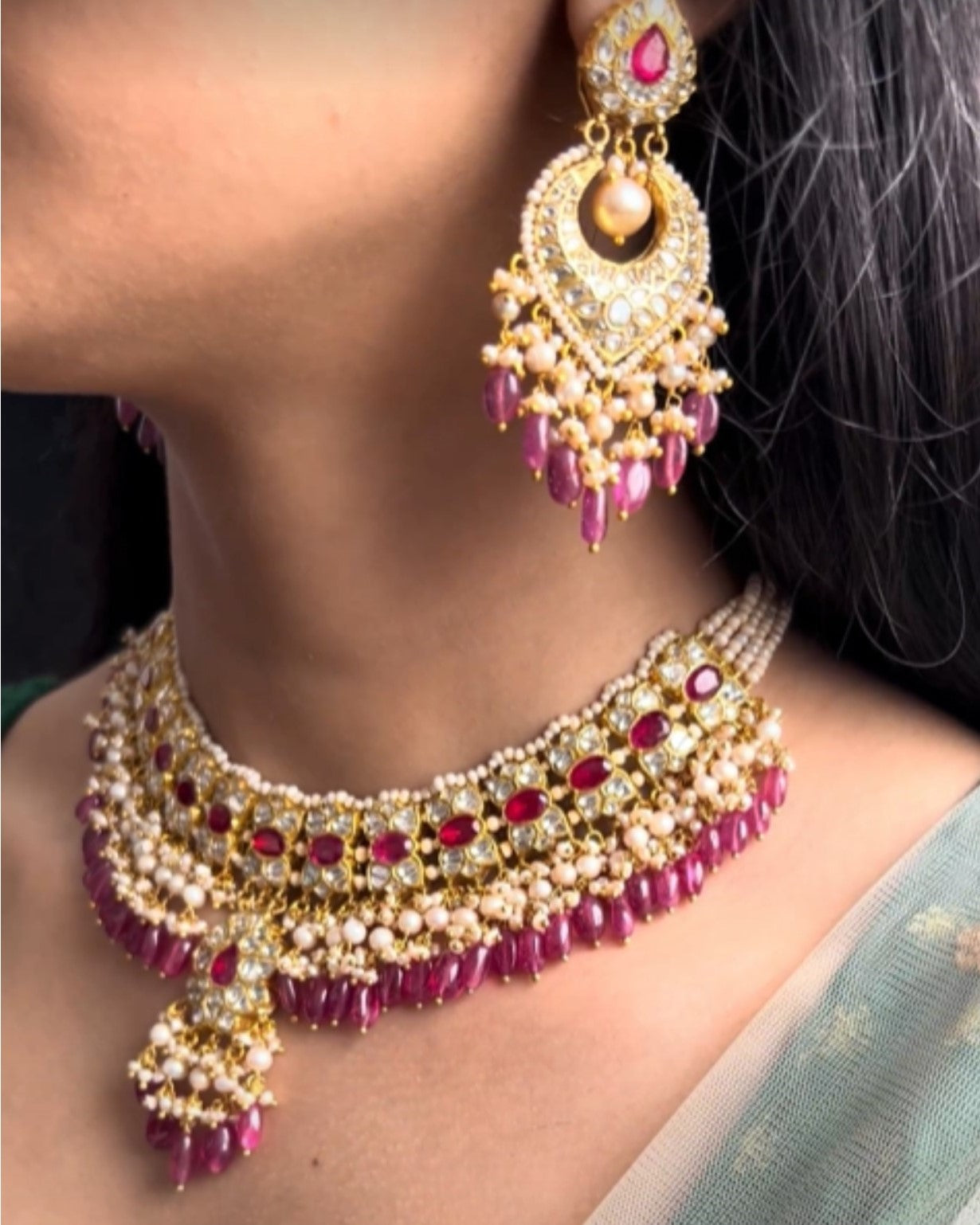 Shilpa Necklace And Malvika Chandbalis Polki Set