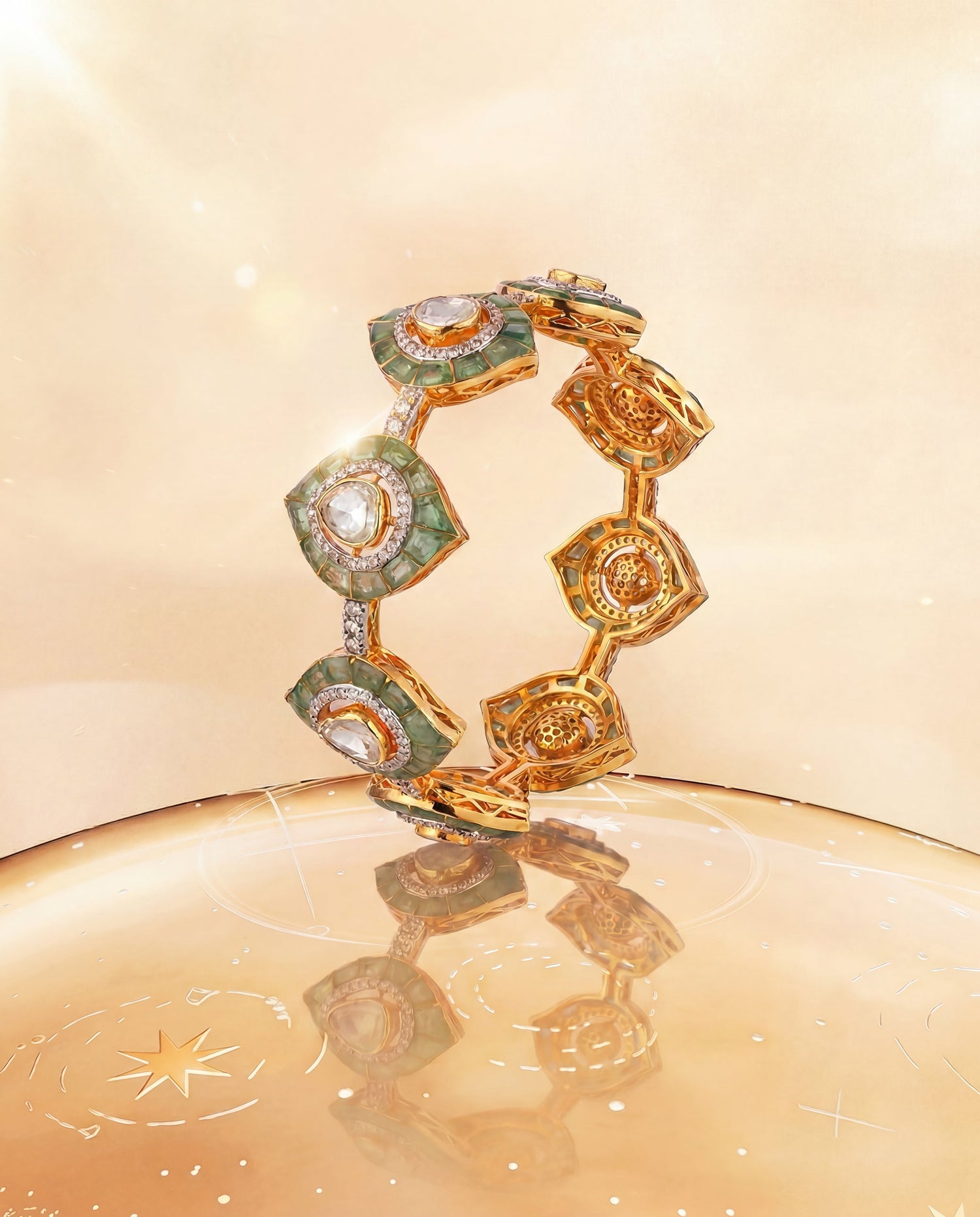 Suvarna Polki And Diamond Bangle