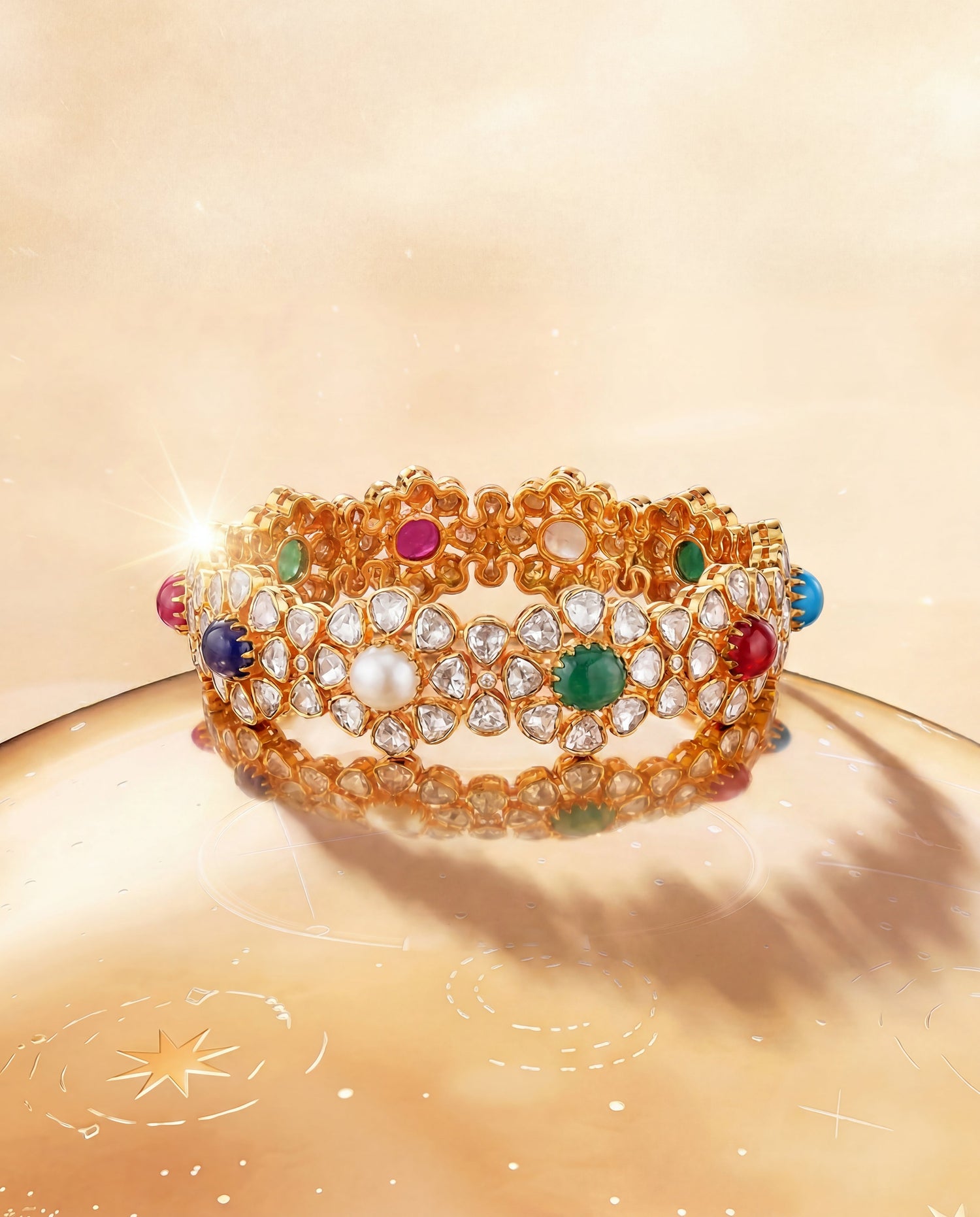 Chitra Polki And Diamond Bangle