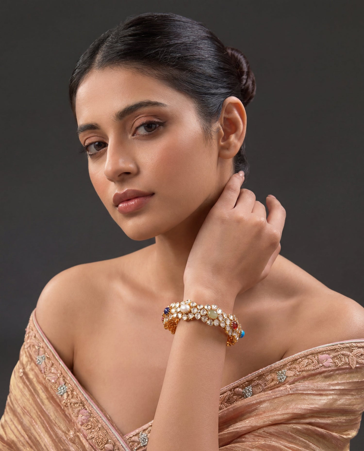 Chitra Polki And Diamond Bangle