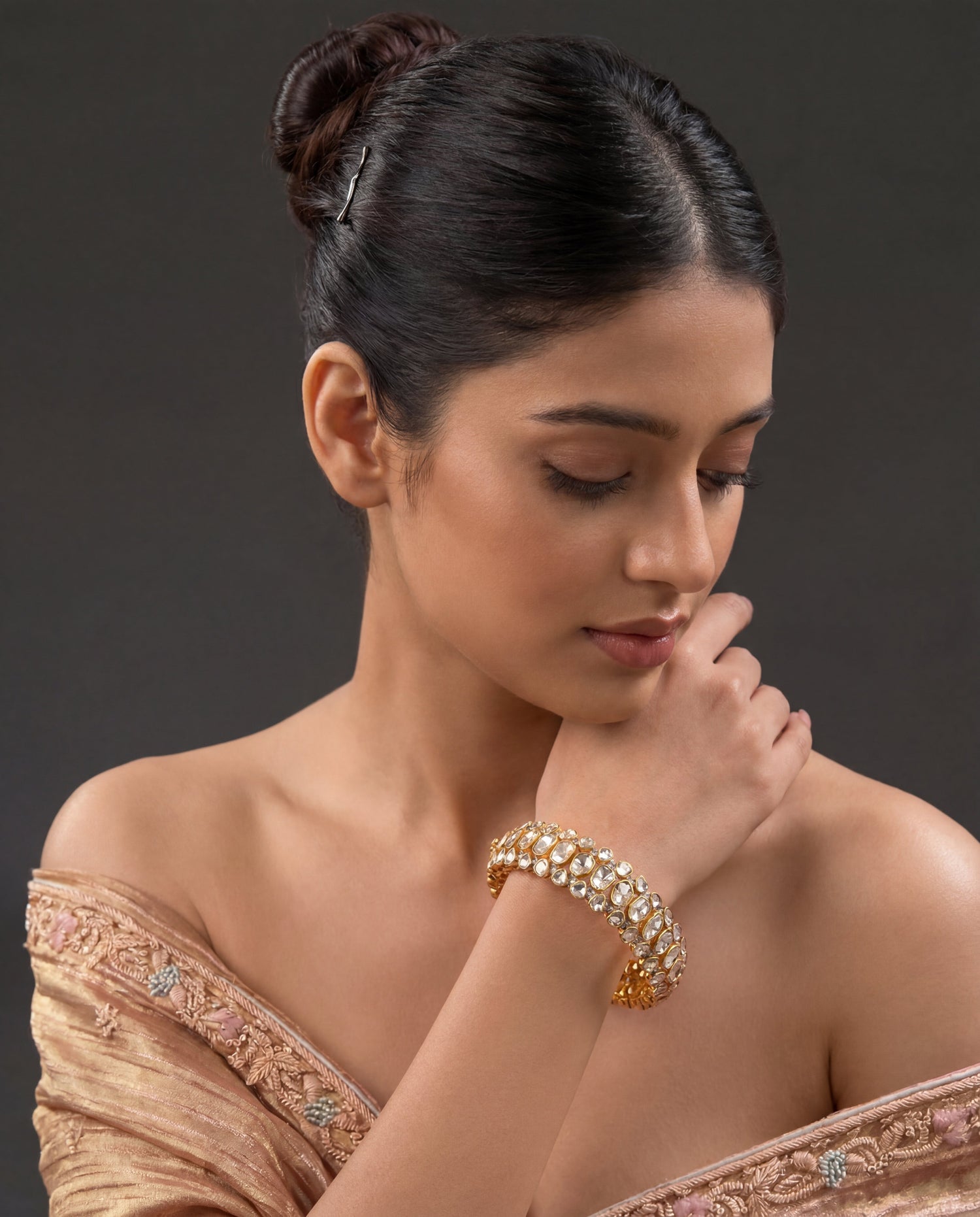Kirti Polki And Diamond Bangle