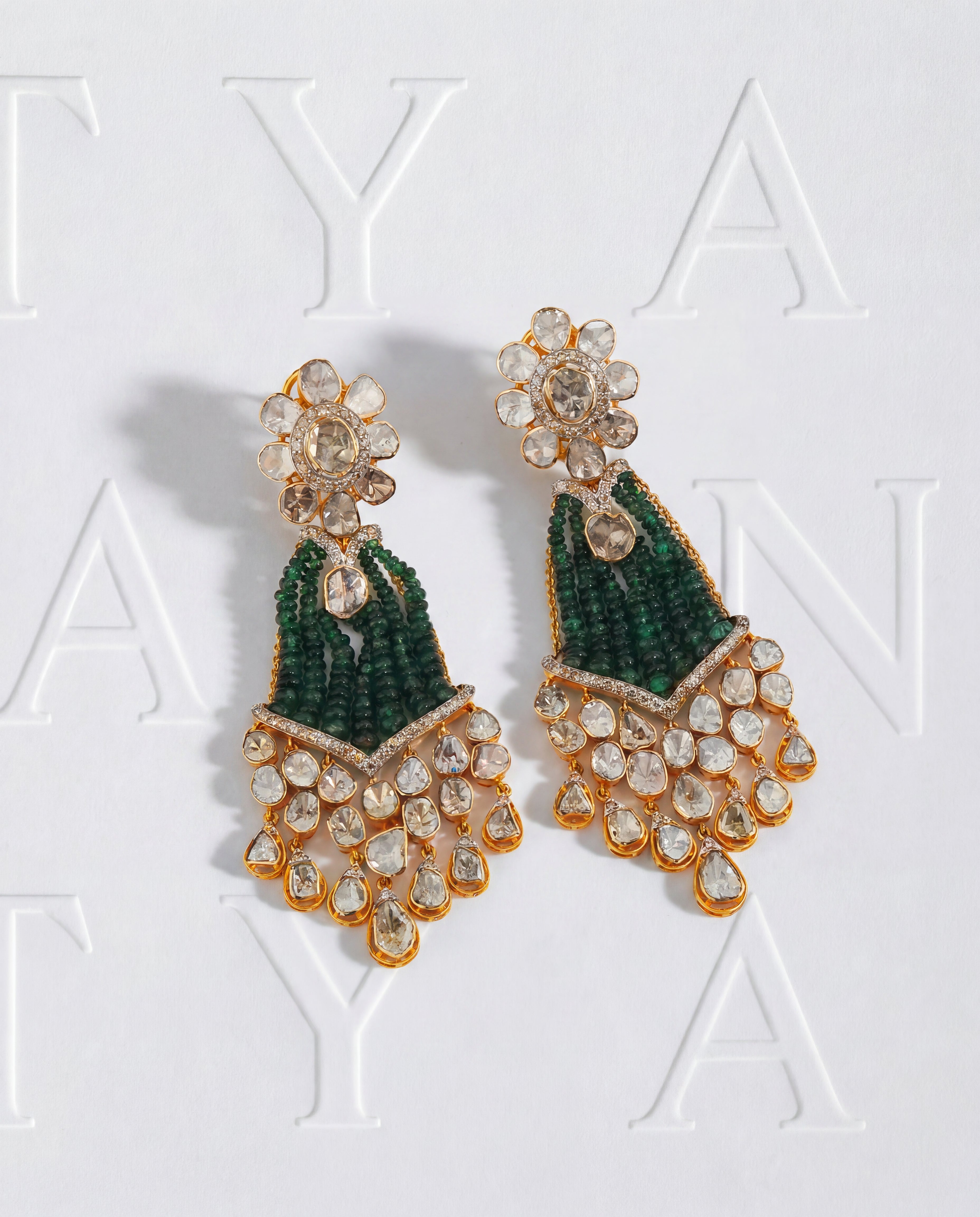 Vrishti Polki And Diamond Long Earrings