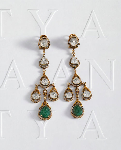 Divyaani Polki And Diamond Long Earrings