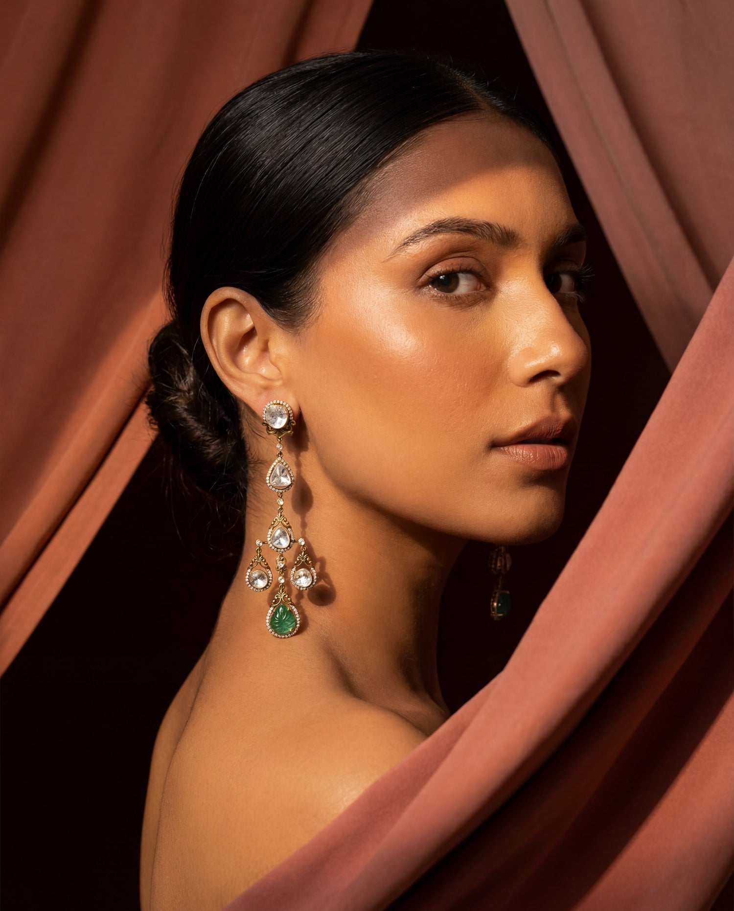 Divyaani Polki And Diamond Long Earrings