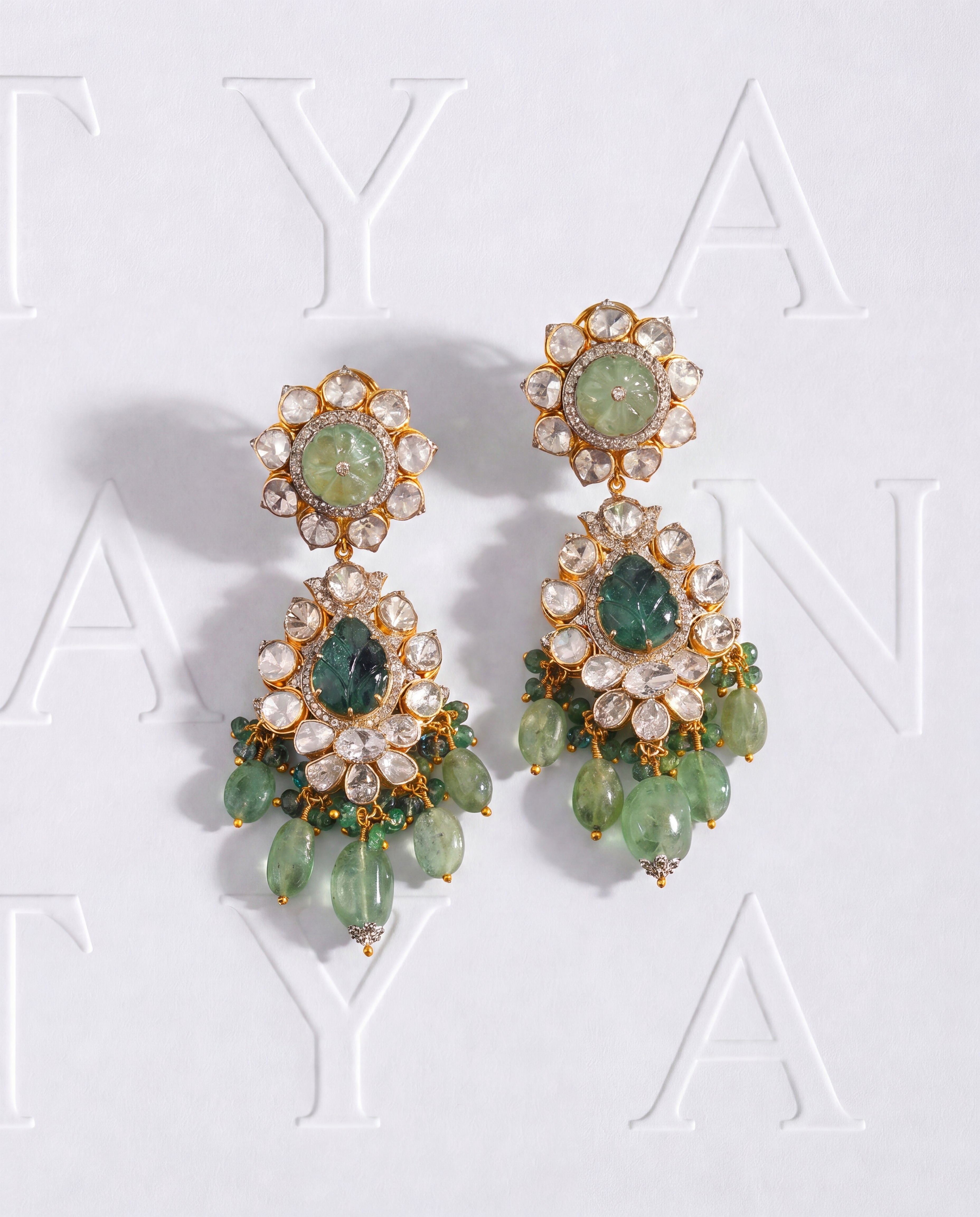 Tejaswini Polki And Diamond Long Earrings