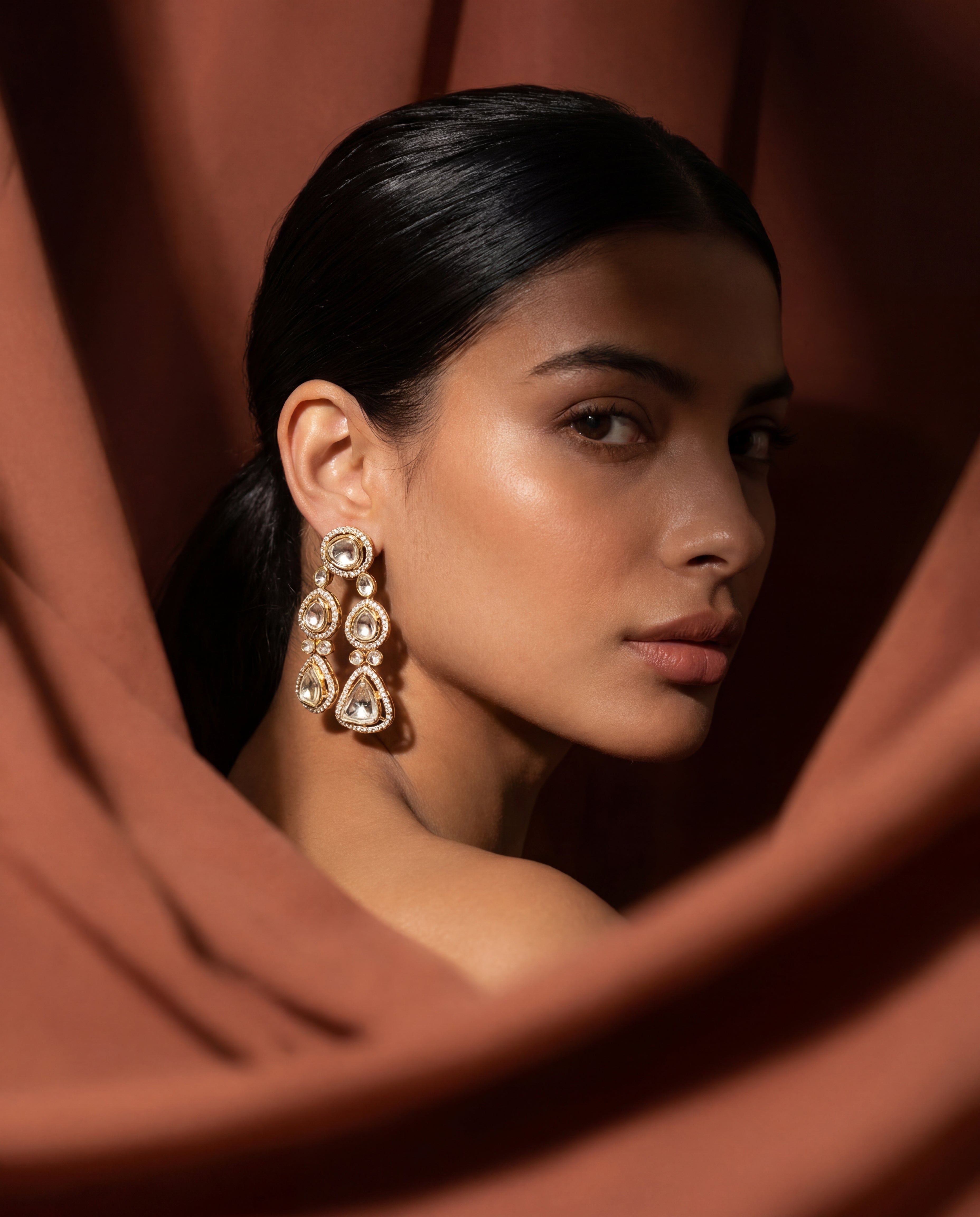 Anandita Polki And Diamond Long Earrings
