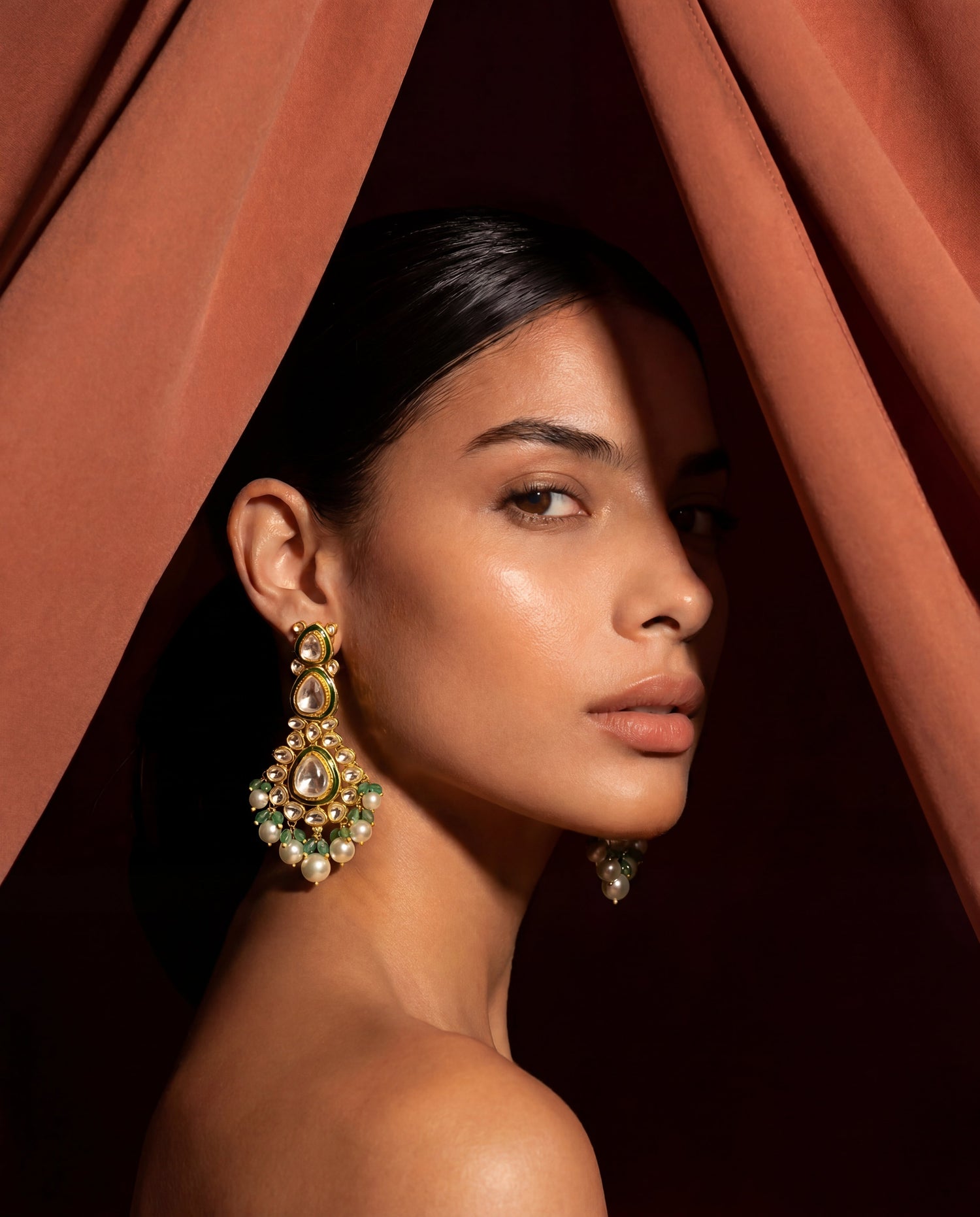 Roshni Polki Long Earrings