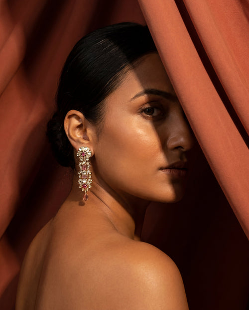 Radhika Polki And Diamond Long Earrings