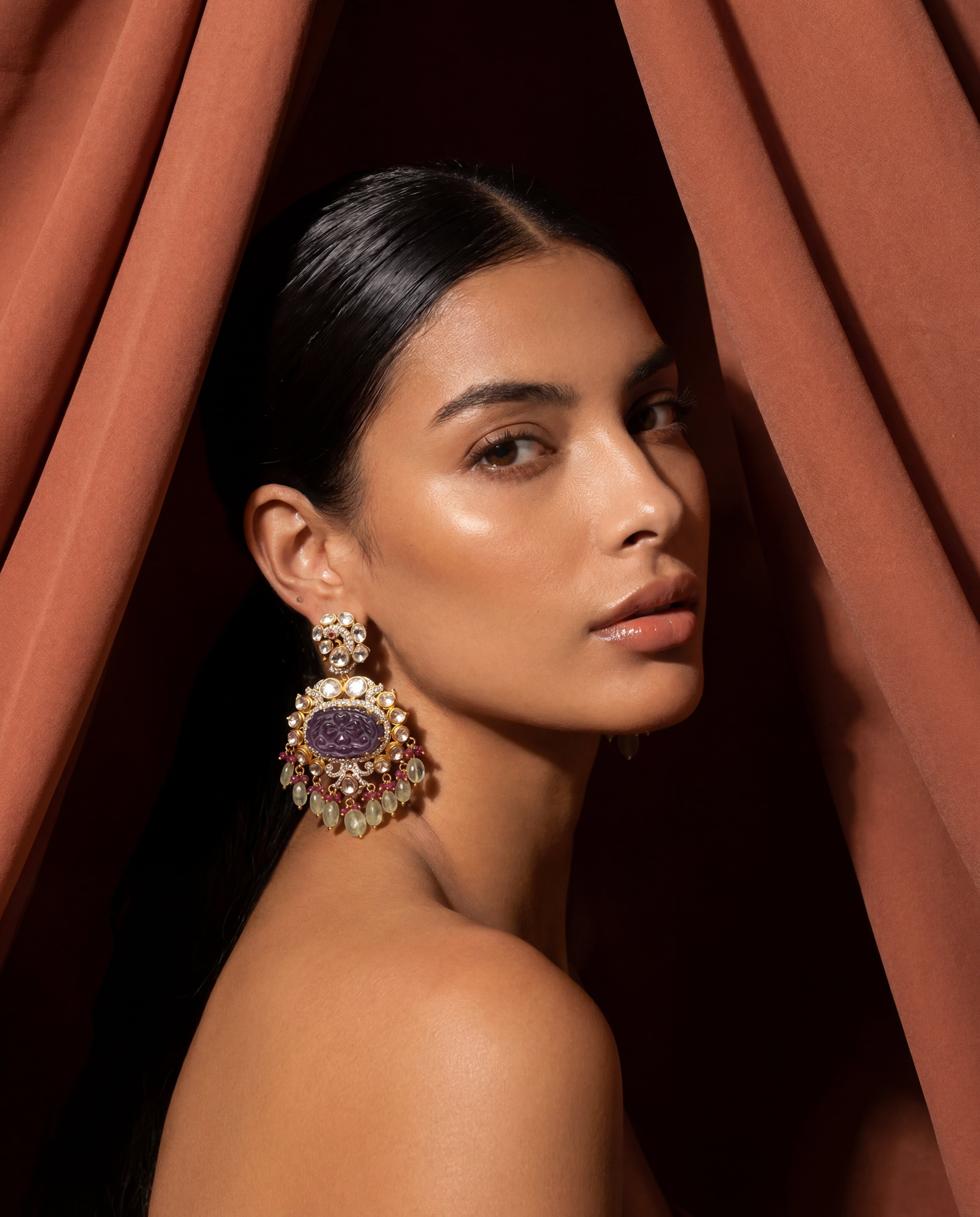 Aditi Polki And Diamond Long Earrings