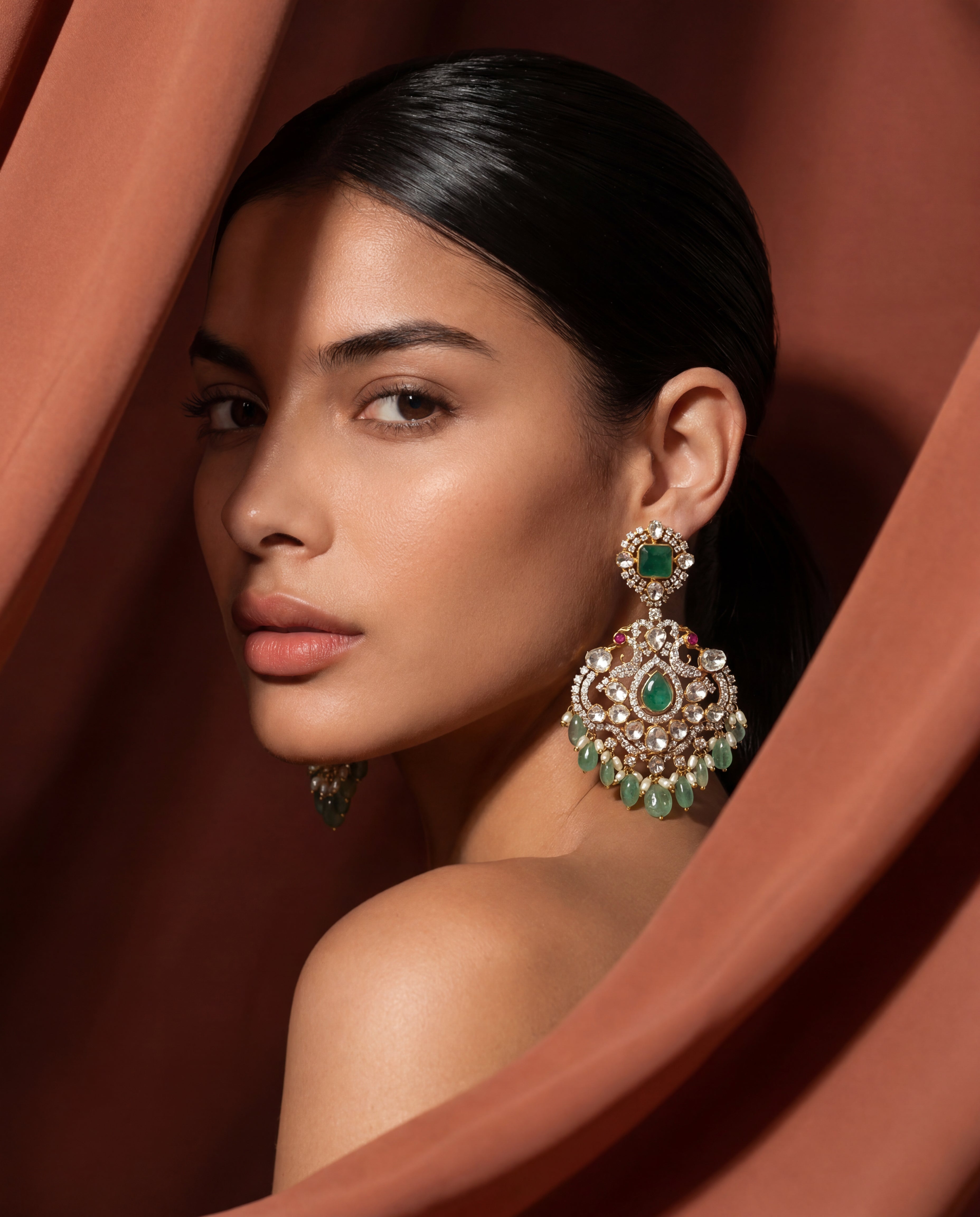 Anushka Polki And Diamond Long Earrings