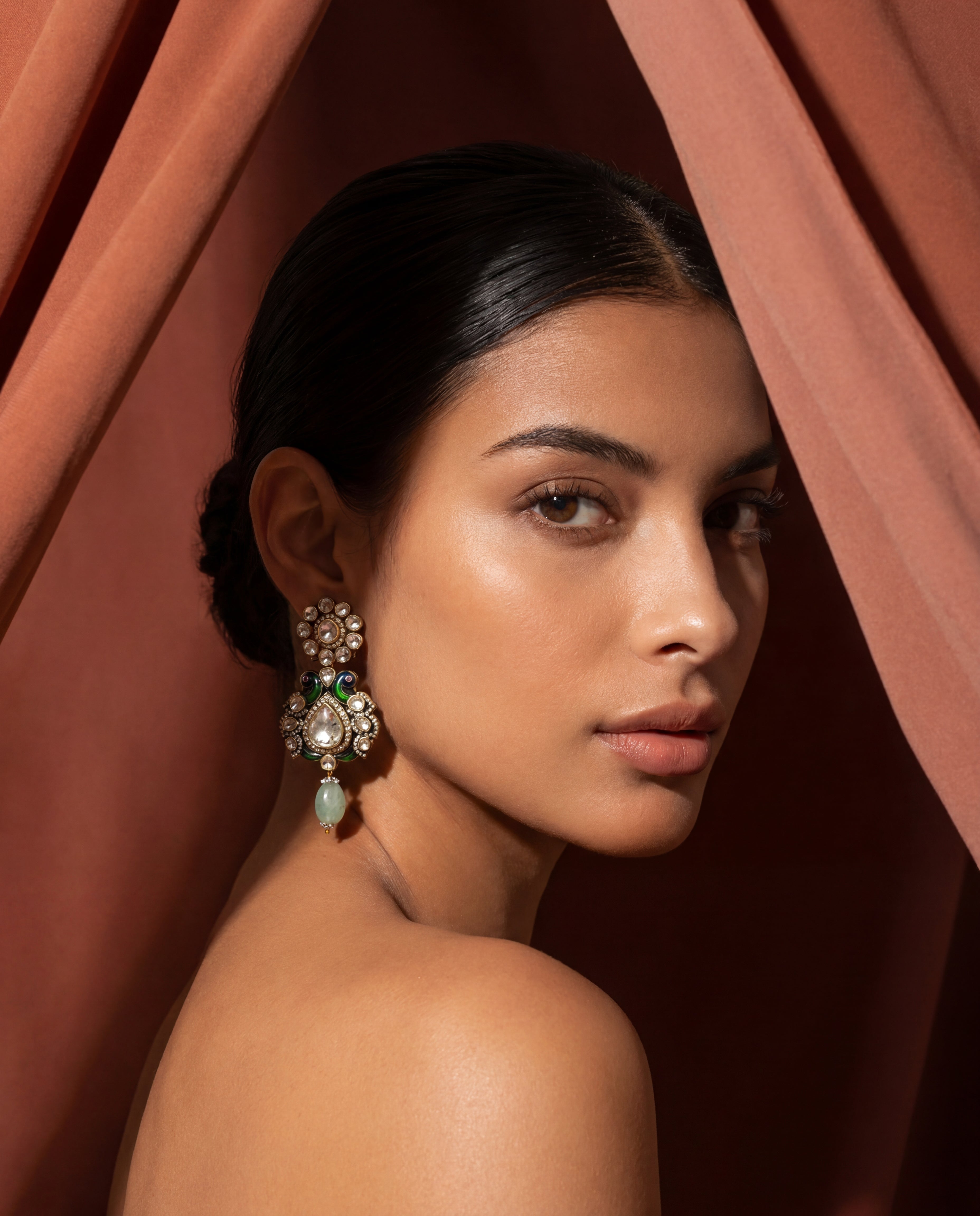 Riya Polki And Diamond Long Earrings