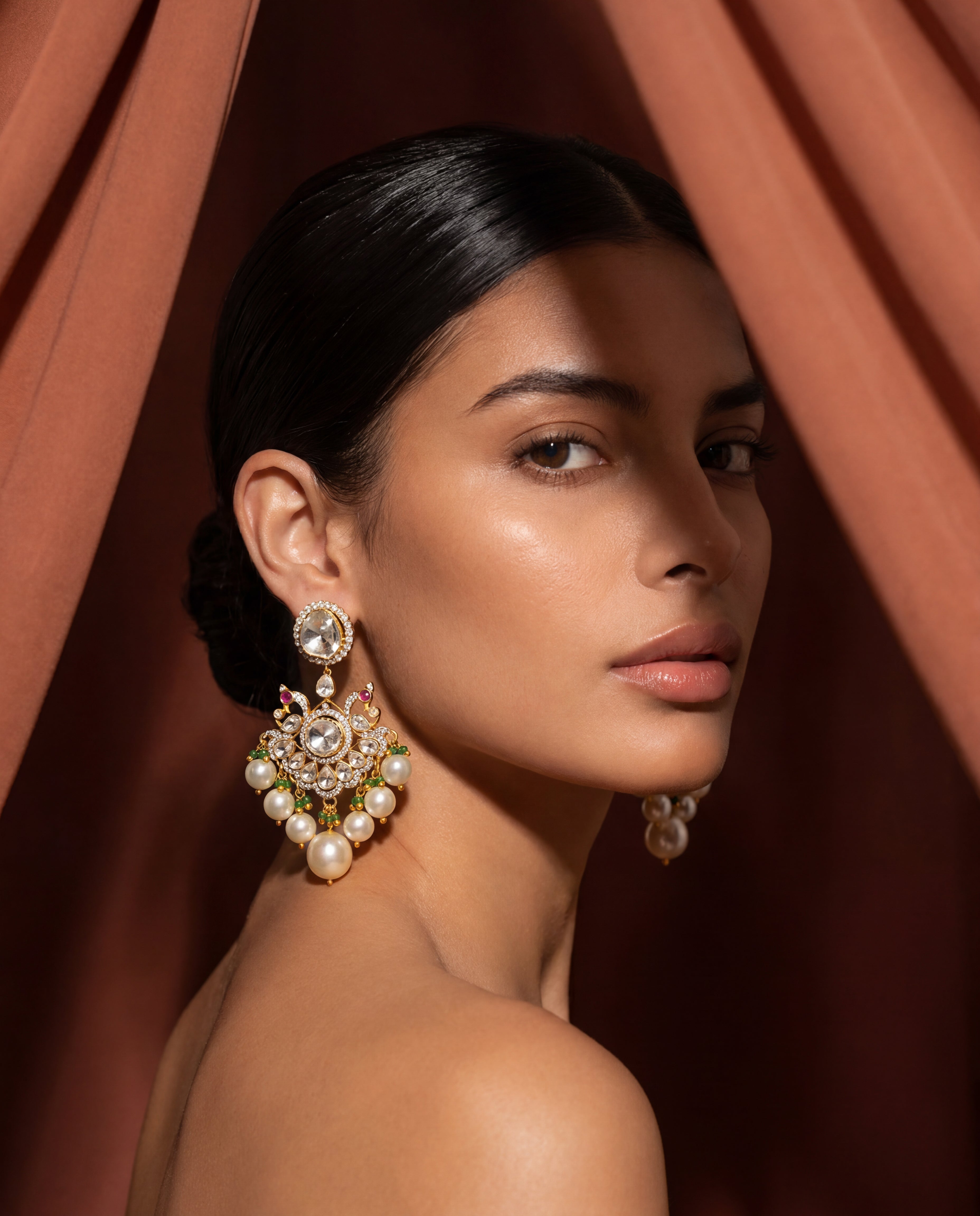 Aisha Polki And Diamond Long Earrings