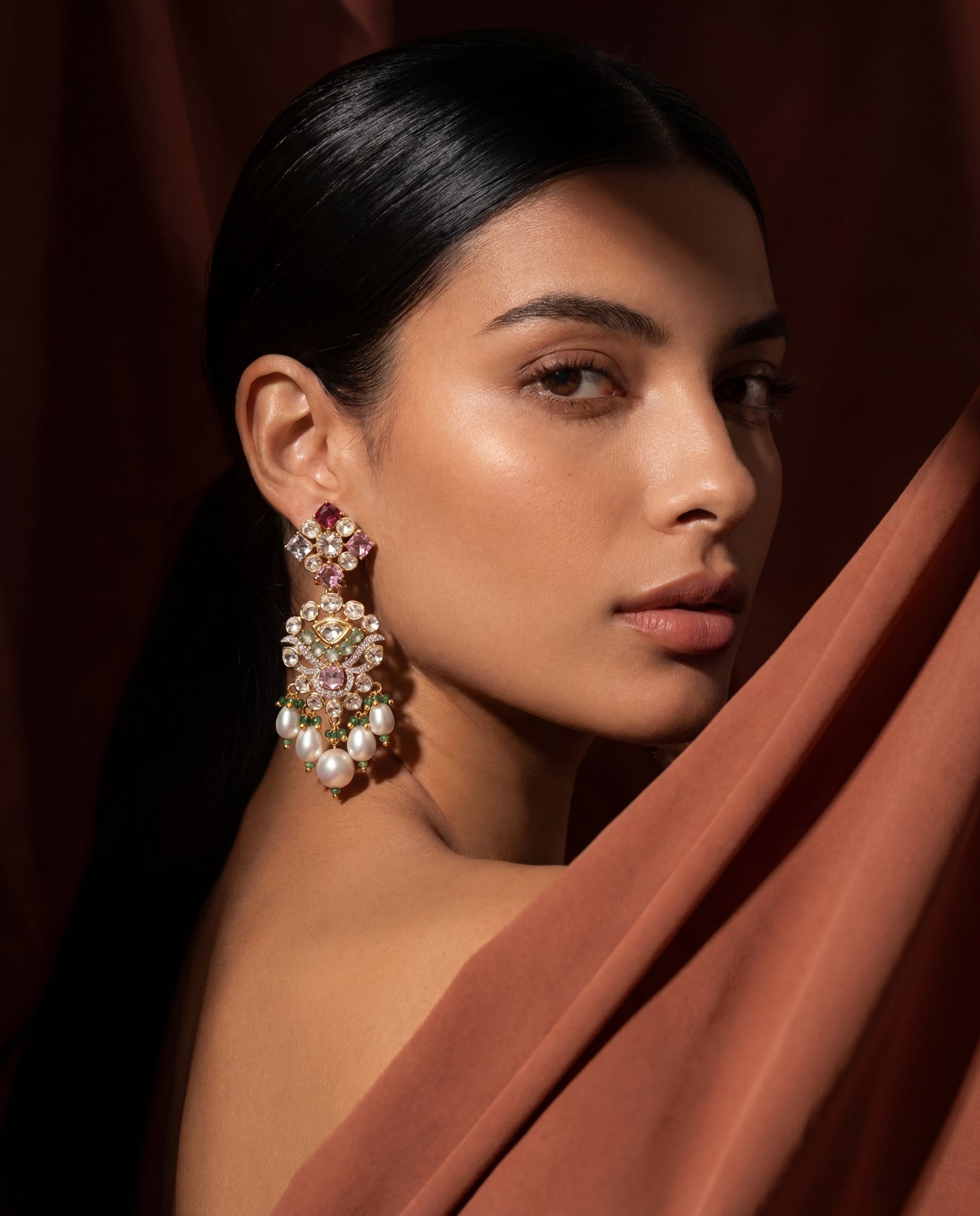 Urmila Polki And Diamond Long Earrings