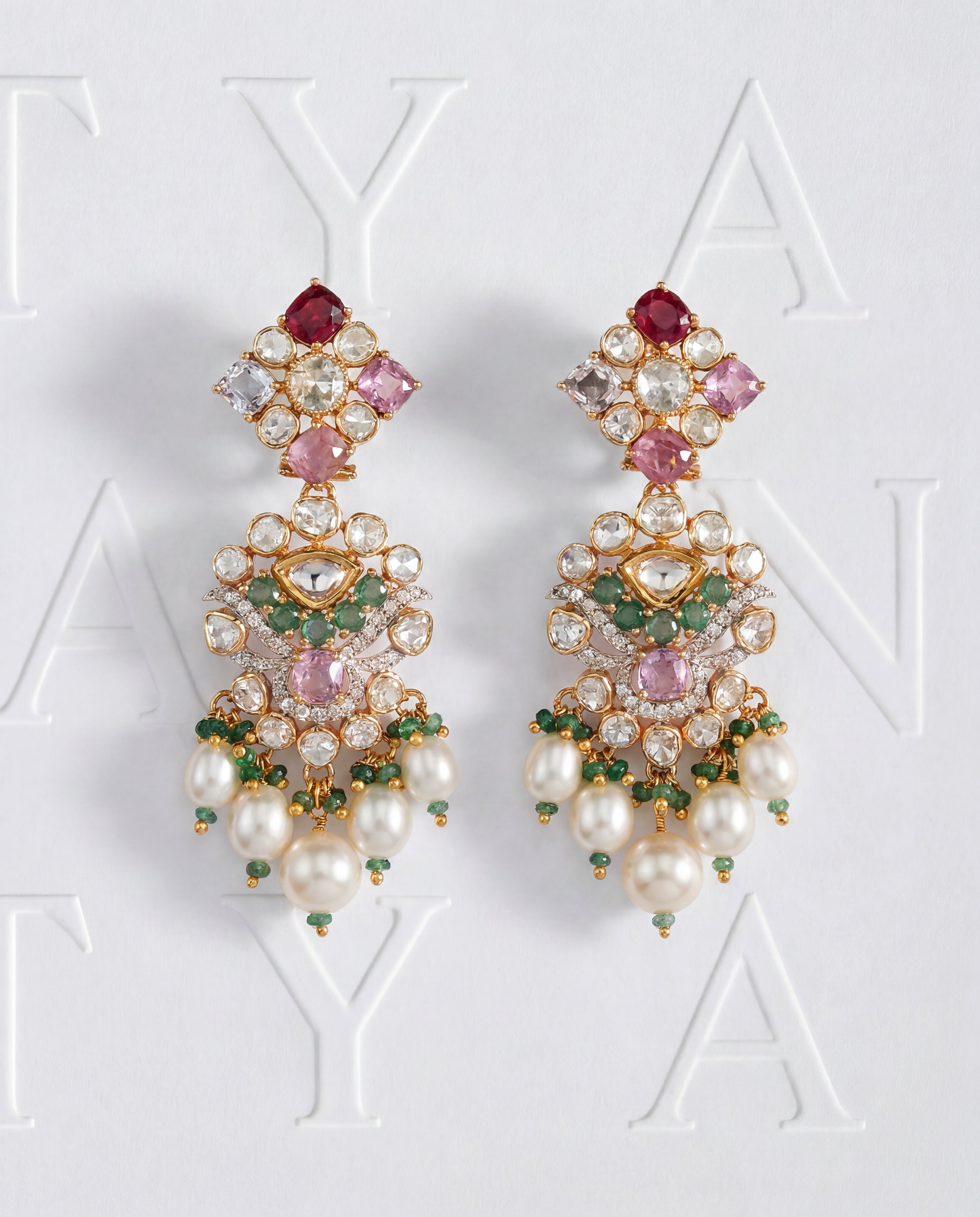 Urmila Polki And Diamond Long Earrings