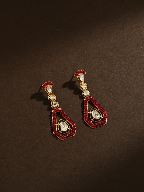 Inaya Polki Long Earrings