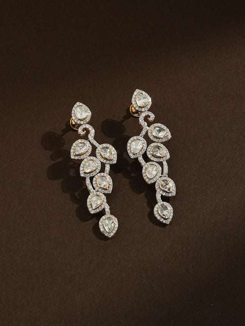 Navya Polki And Diamond Long Earrings