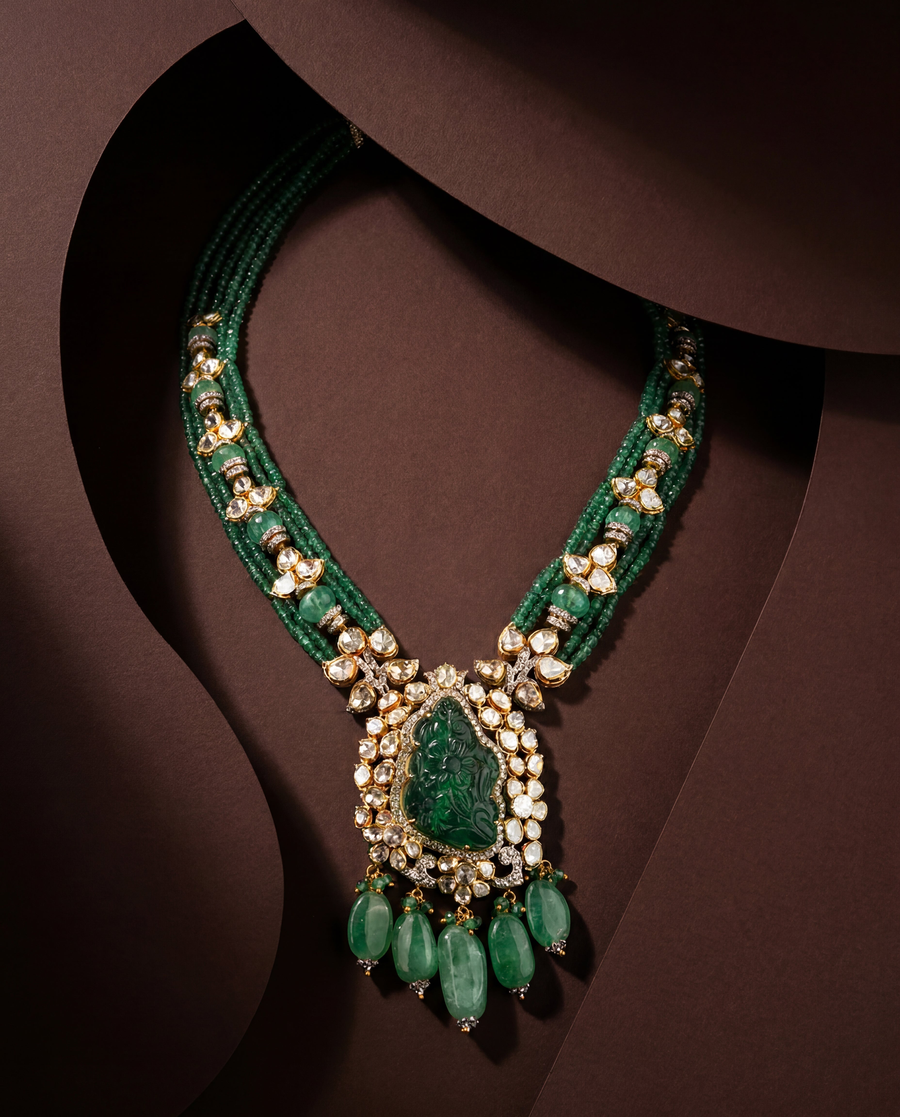 Anvi Polki And Diamond Long Necklace
