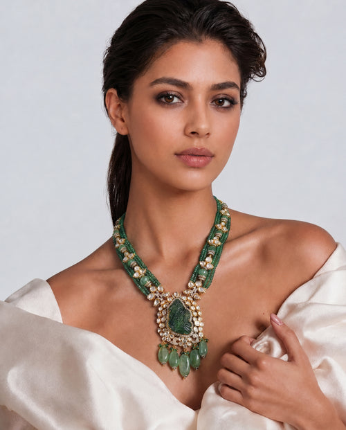 Anvi Polki And Diamond Long Necklace