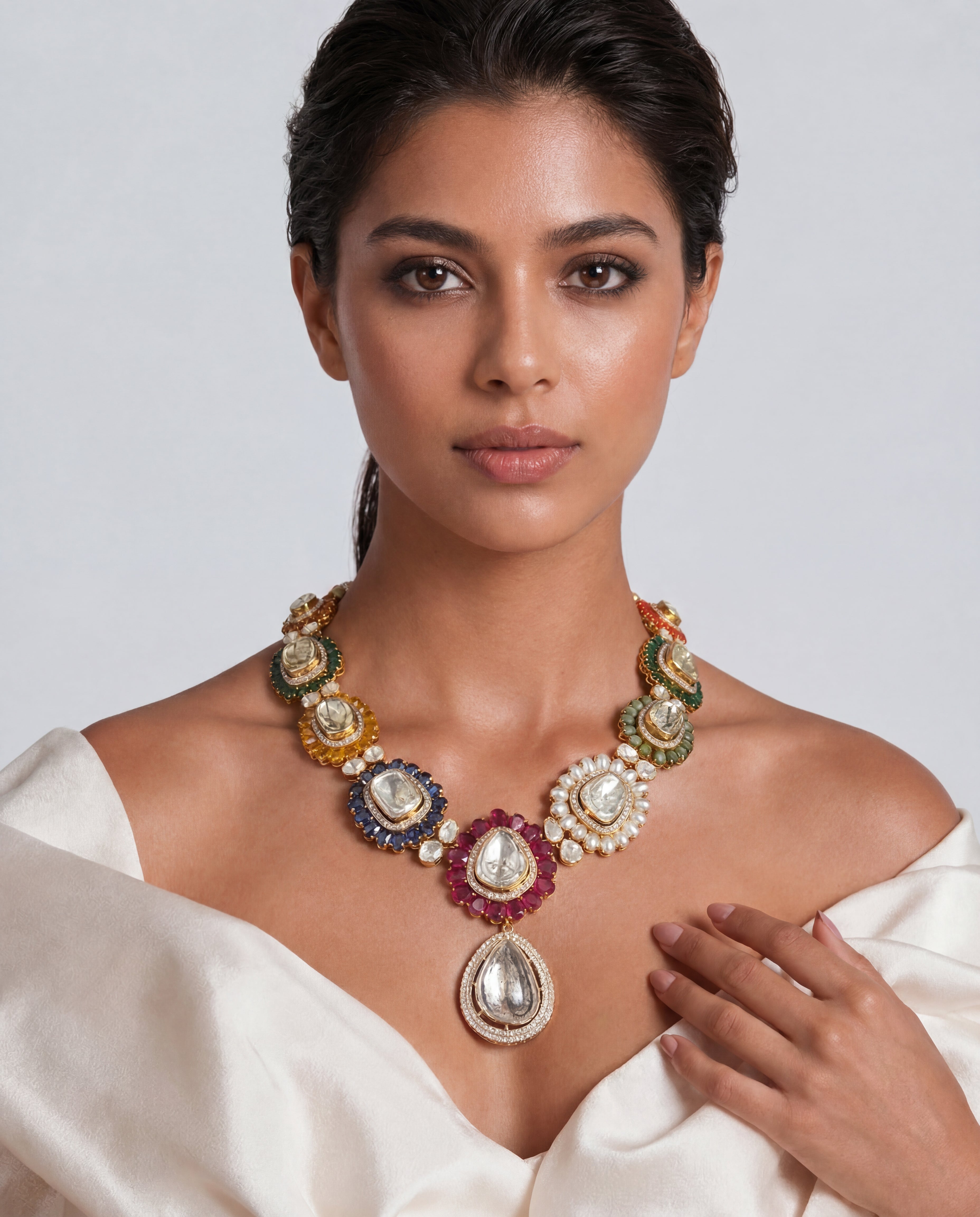 Aanya Polki And Diamond Long Necklace