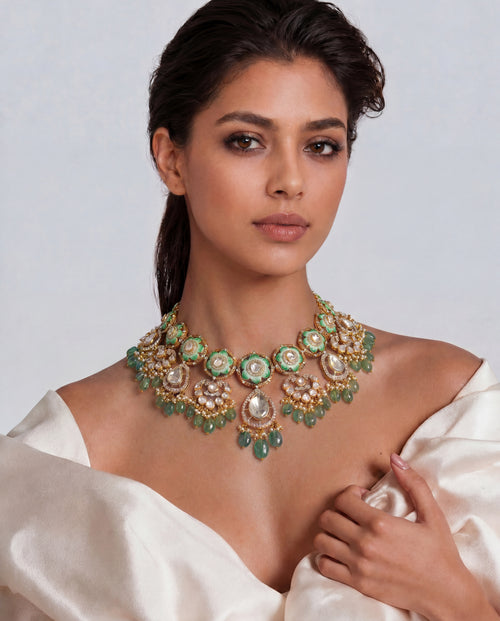 Nishara Polki And Diamond Long Necklace