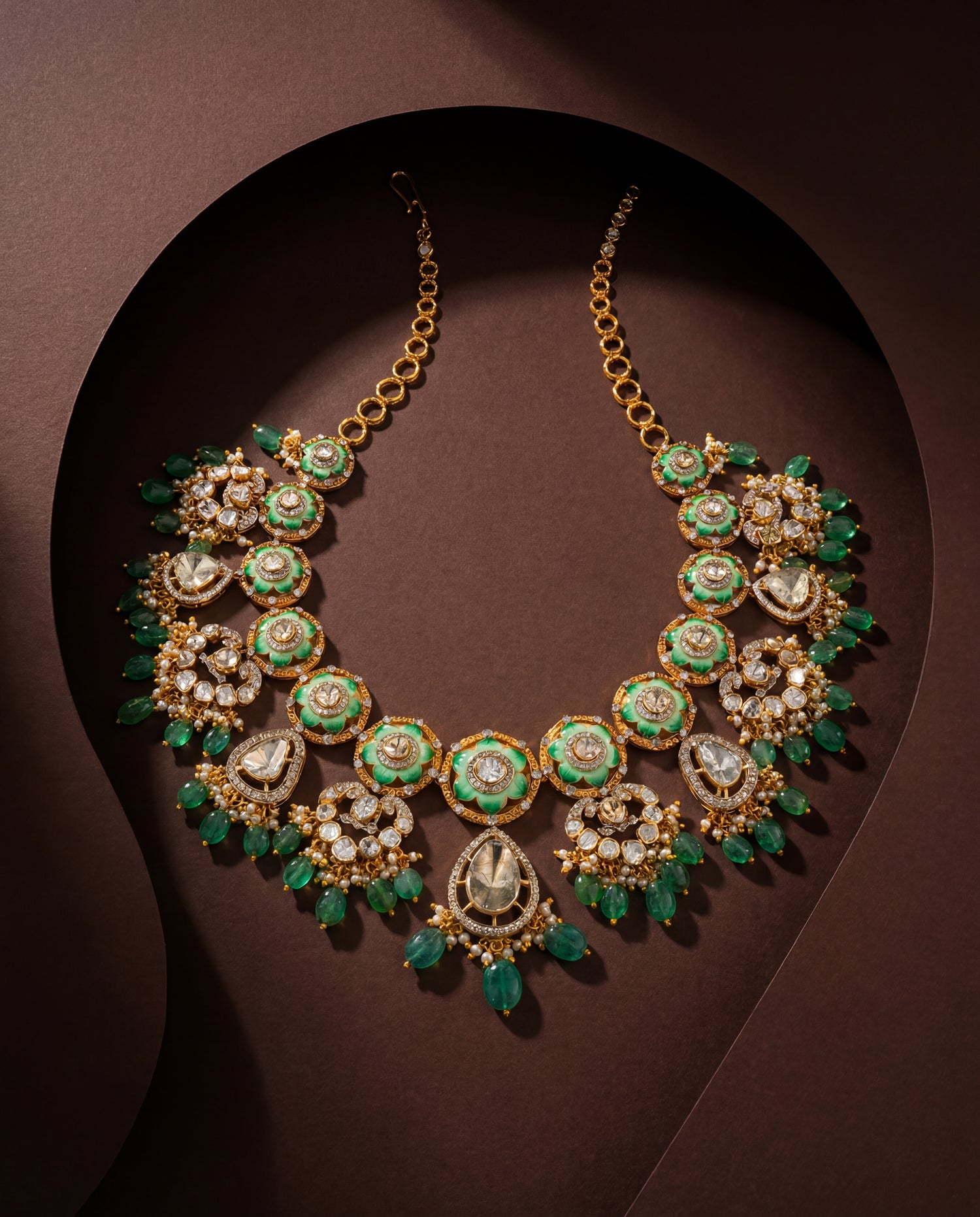 Nishara Polki And Diamond Long Necklace