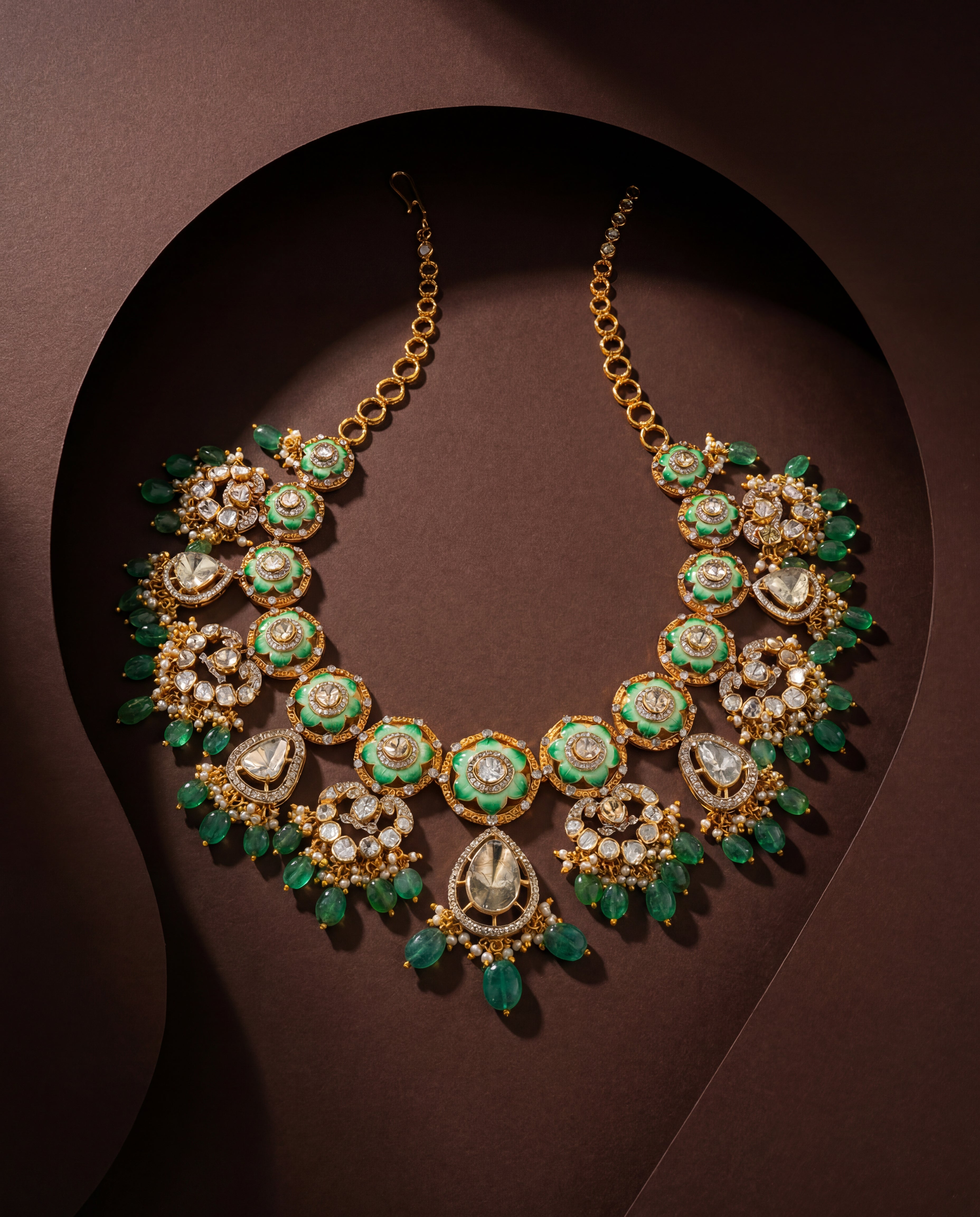 Nishara Polki And Diamond Long Necklace