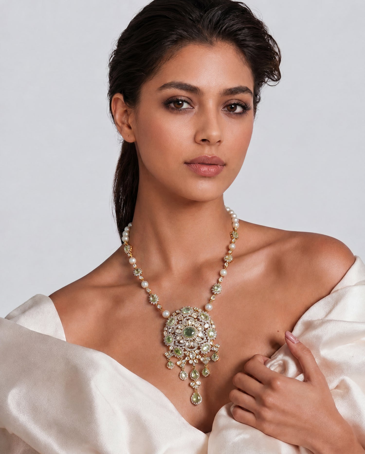 Priyaira Polki And Diamond Long Necklace