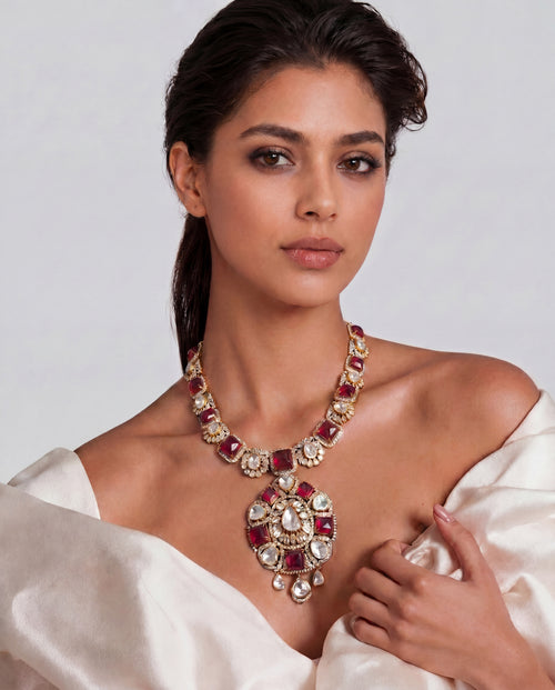 Naishvi Polki And Diamond Long Necklace