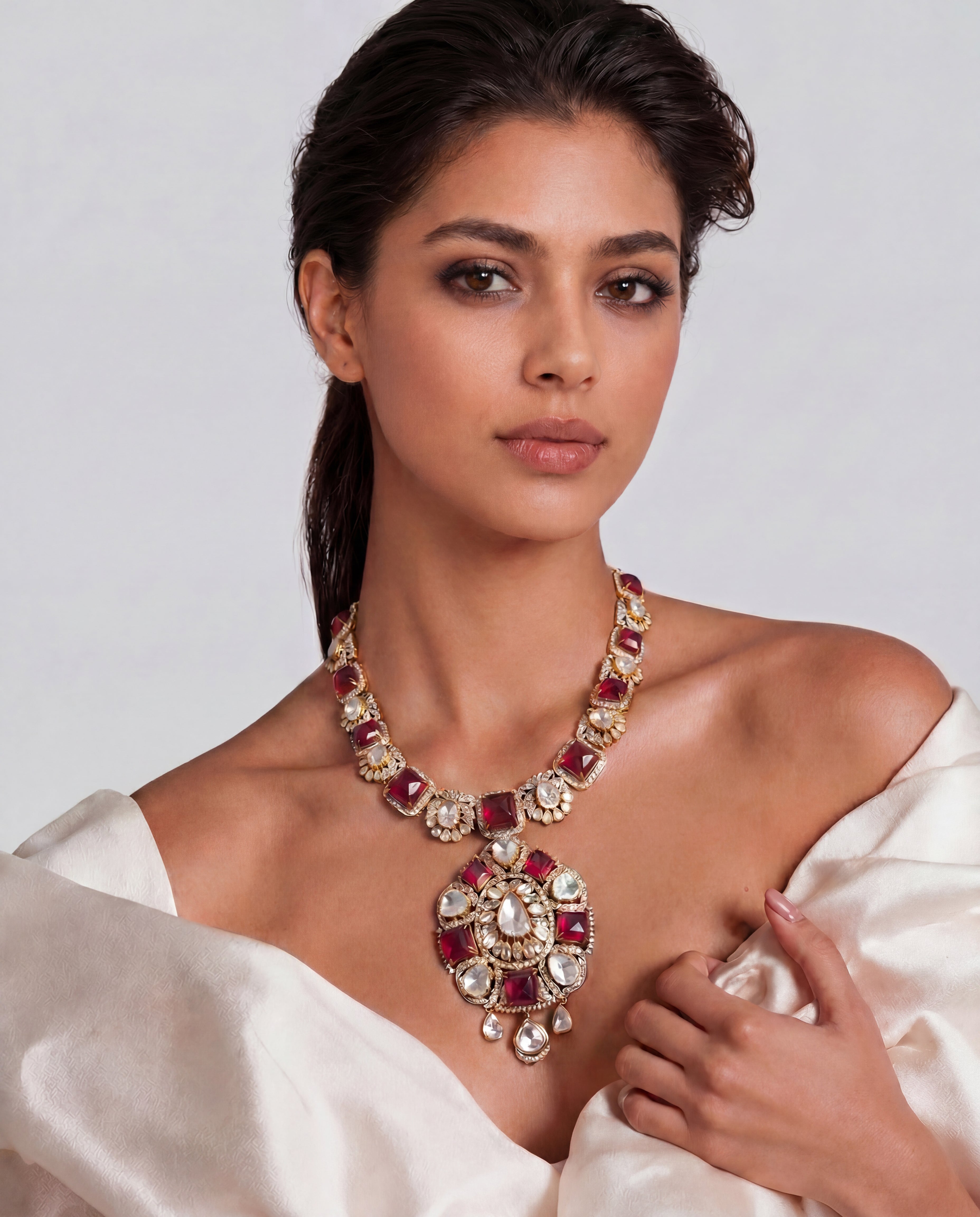 Naishvi Polki And Diamond Long Necklace