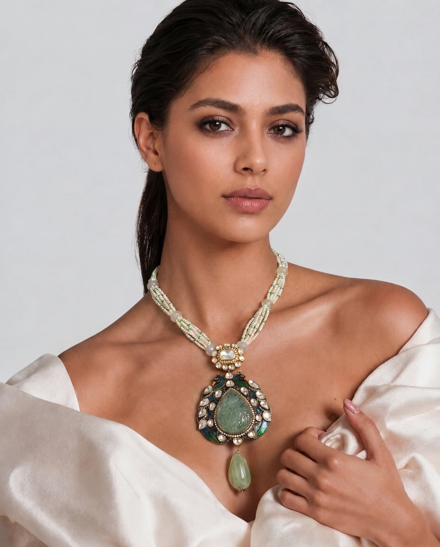 Shruti Polki And Diamond Long Necklace