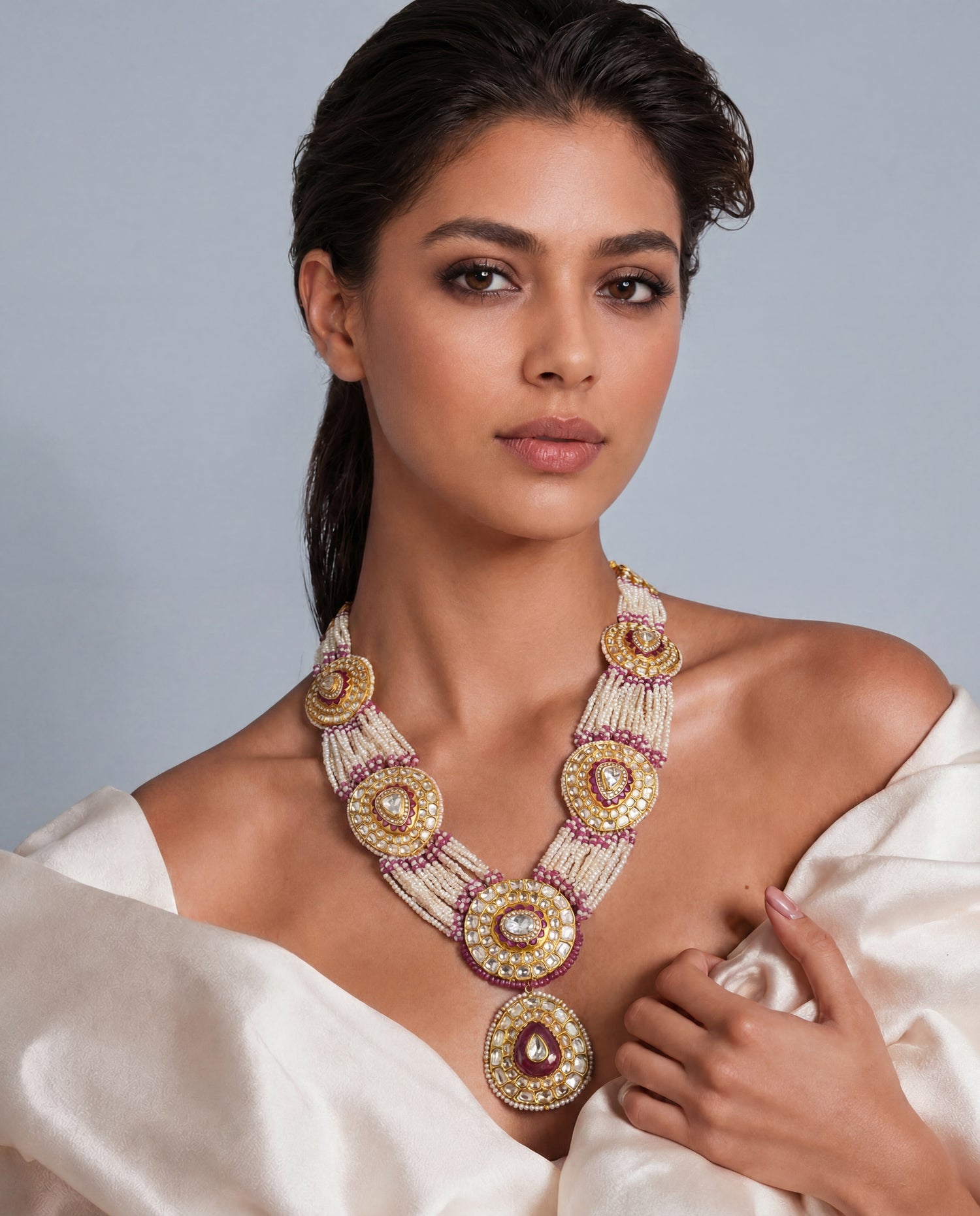 Lavanya Polki And Diamond Long Necklace
