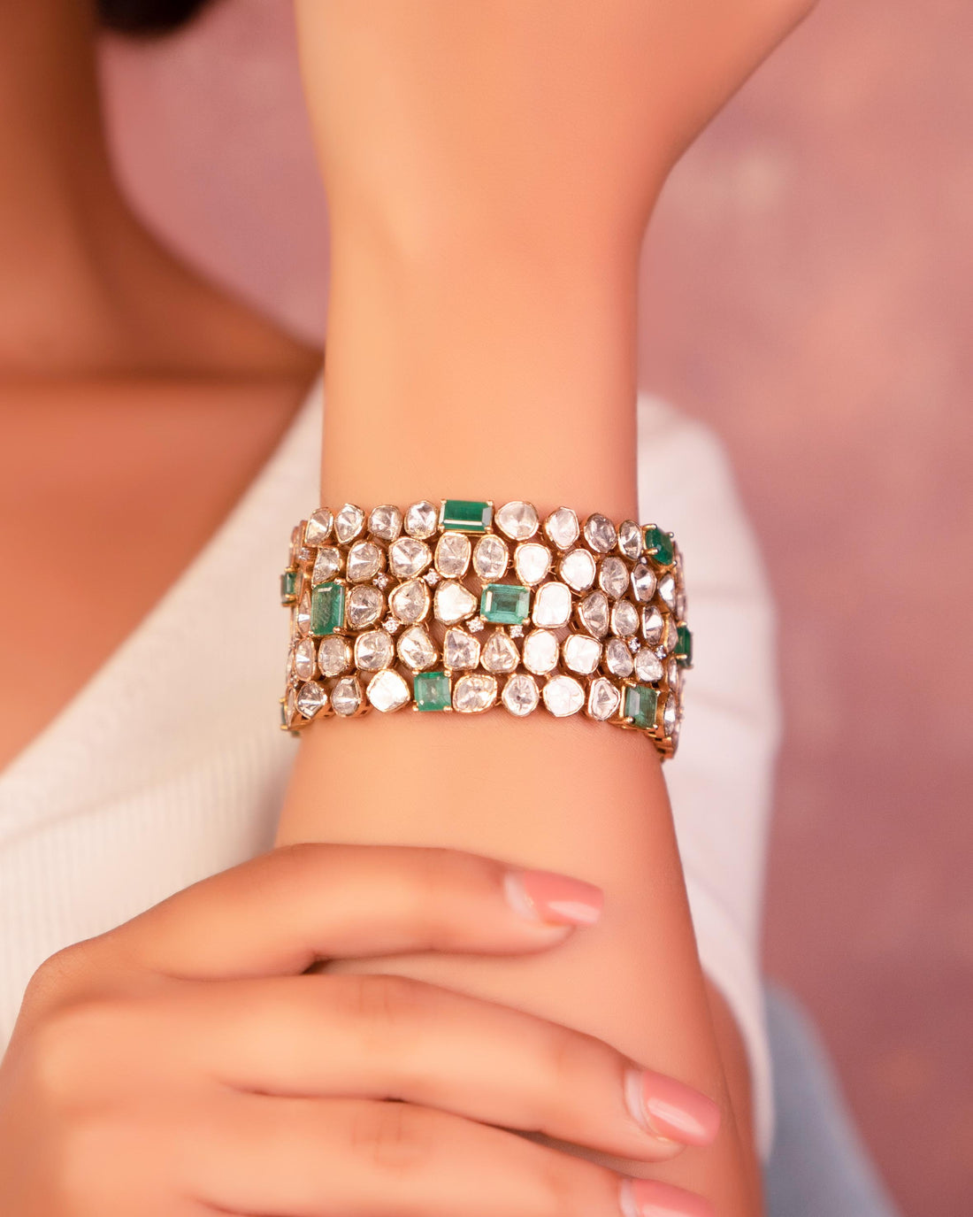 Ninu Polki And Diamond Bracelet