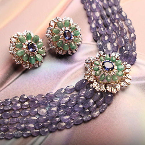 Blue Bead Choker Bridal Sets