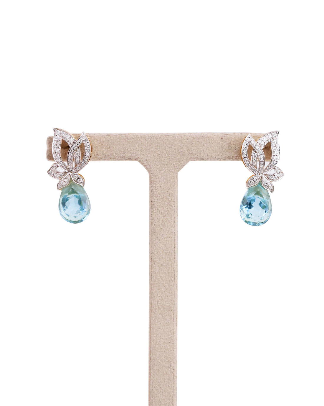 Blue Stone Diamond Drop Earrings