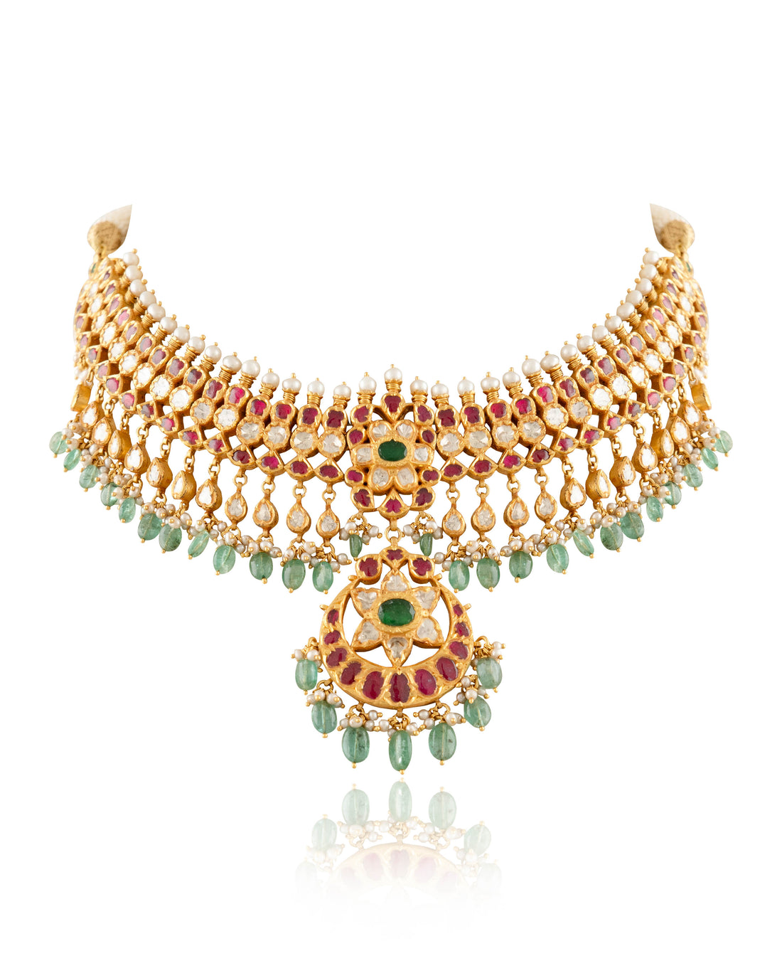 Shravni Necklace And Jhumkas Polki Set