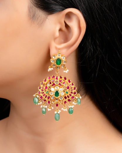 Mitali Polki Long Earrings