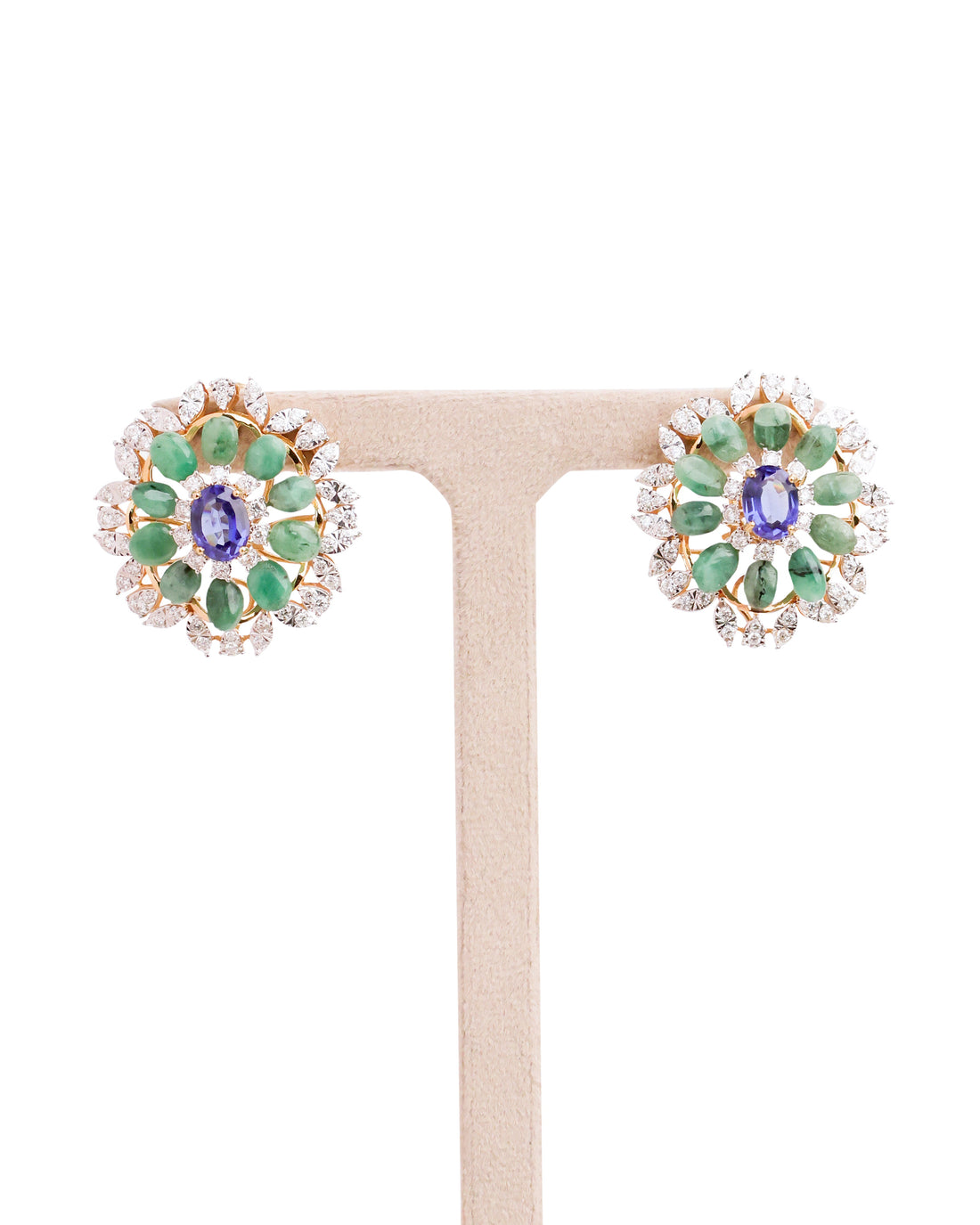 Coloured Stone Diamond Earrings 