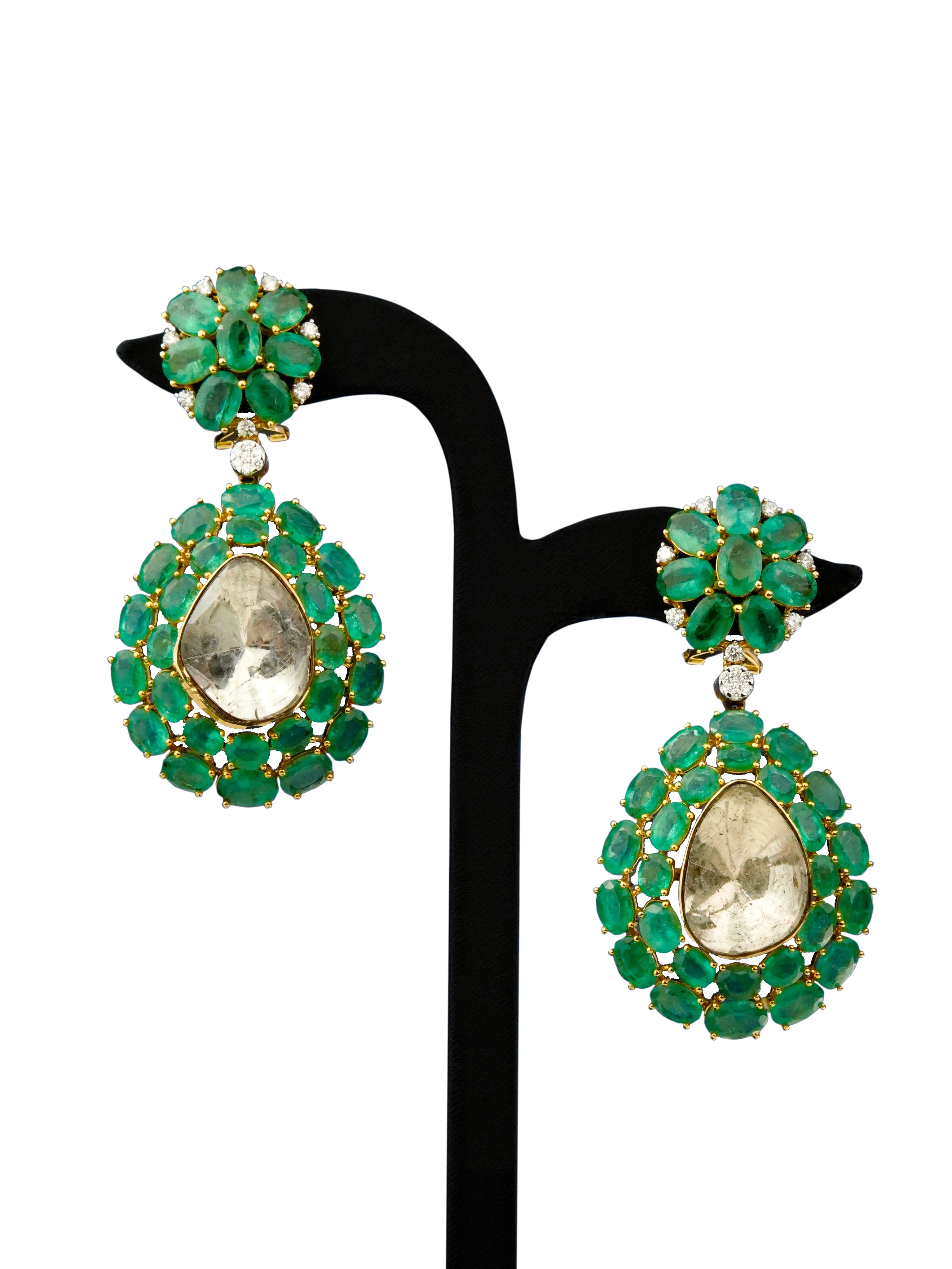 Tionne Polki And Diamond Long Earrings