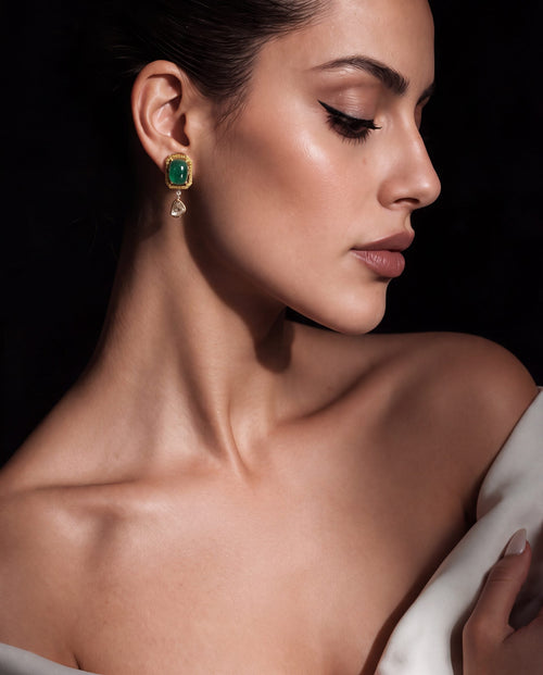 Naina Polki And Diamond Long Earrings
