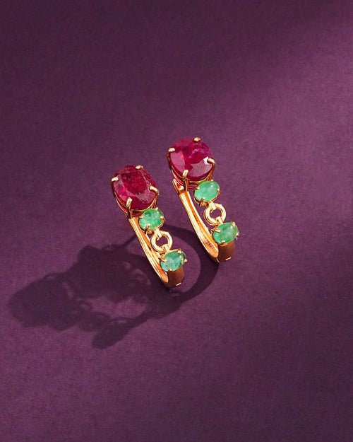 Monica Ruby And Emerald Hoops